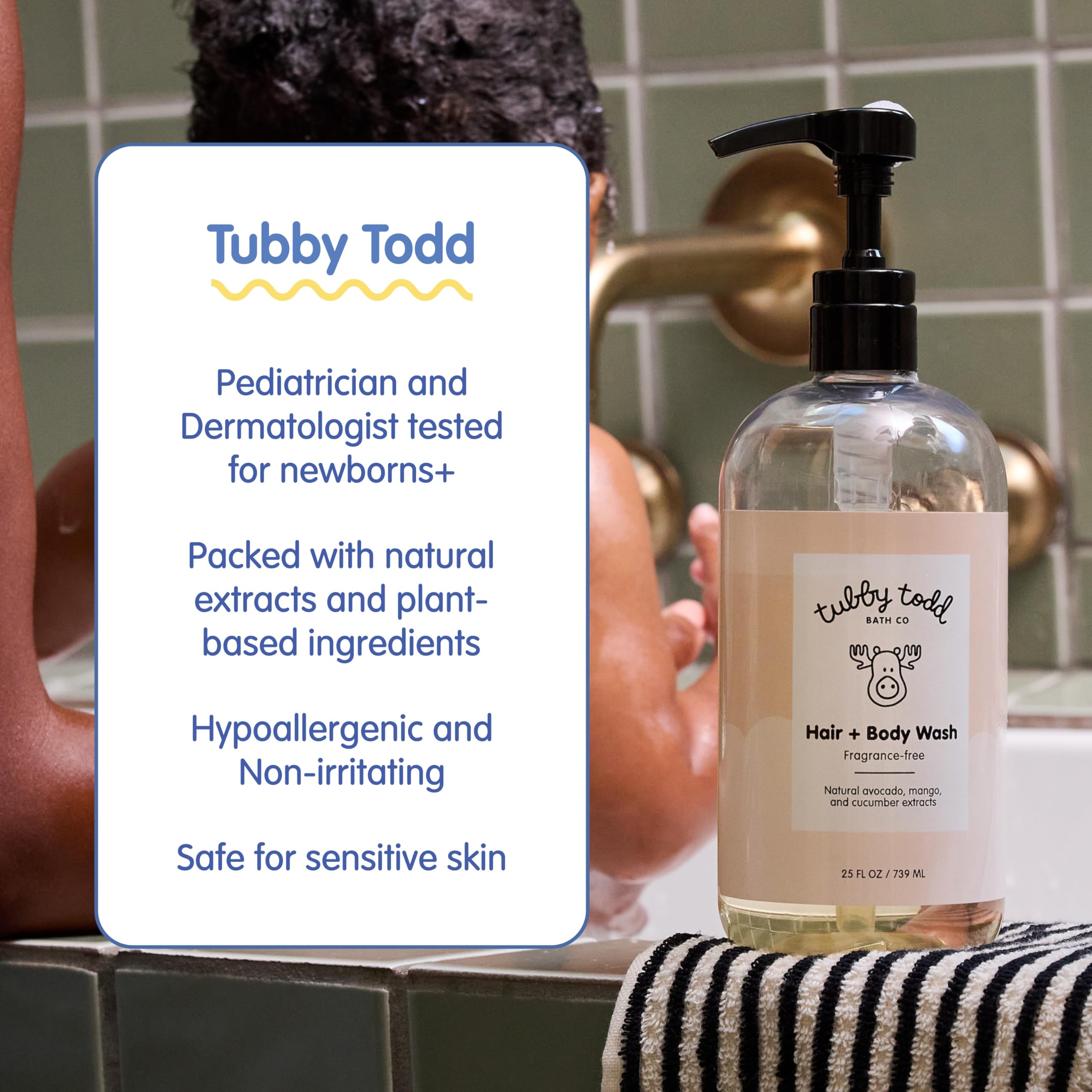 TUBBY TODD Baby Shampoo and Conditioner Set - Gentle Moisturizing Hair Care for Newborns, Toddlers & Kids - Hypoallergenic & Non-Irritating - 25 Fl Oz & 24.3 Fl Oz - Lavender Rosemary Scent - Perfect for Daily Bath Time and Sensitive Skin Care