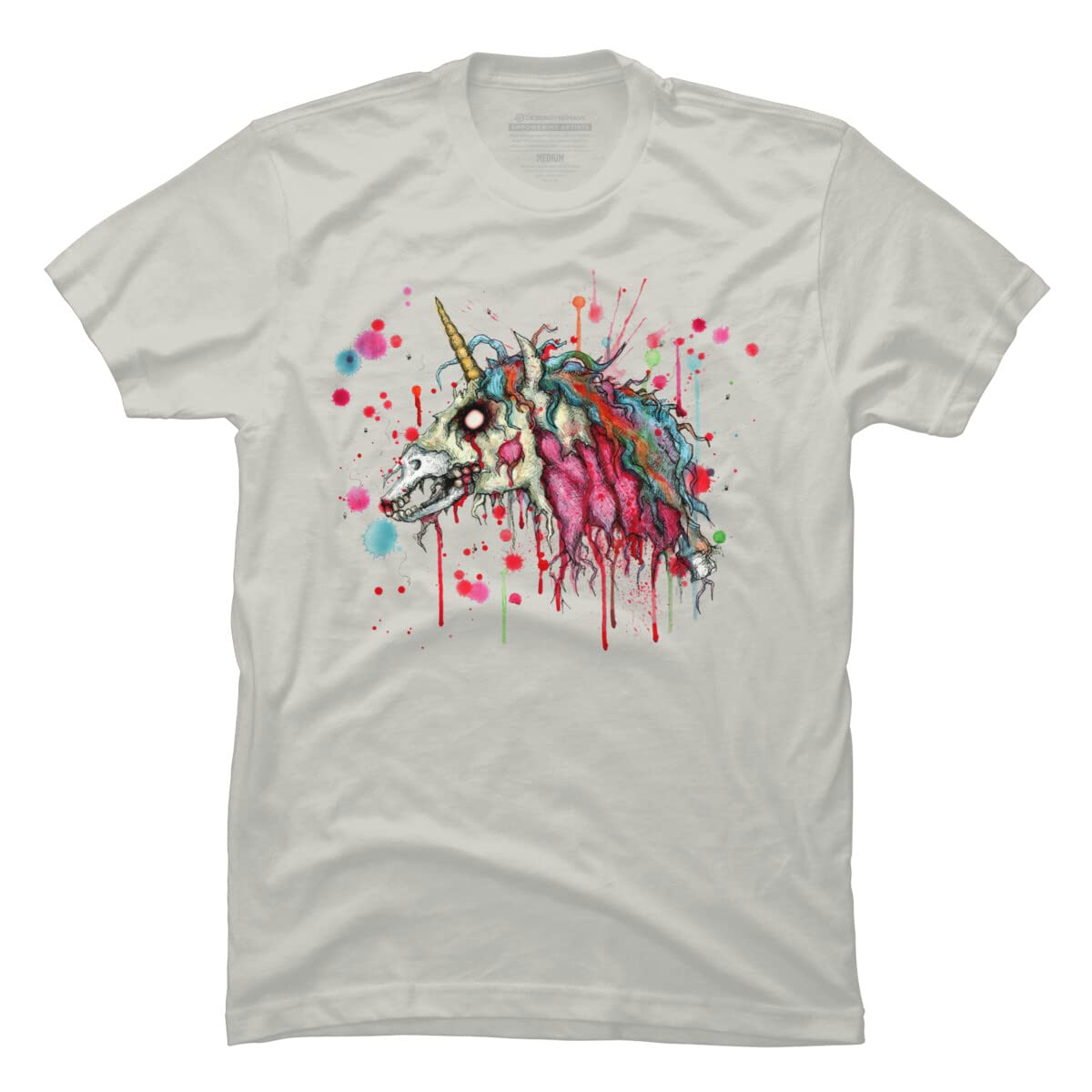 LVBArt Zombie Unicorn Graphic T-Shirt for Men | Unique Horror Fantasy Design | Casual Wear & Halloween Costume