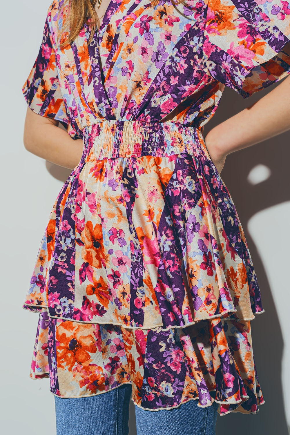 Floral Mini Robe in Multicolor - Lightweight Summer Dress for Beach, Vacation & Casual Wear