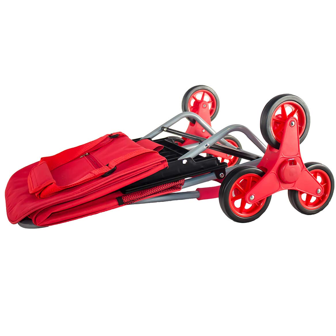 Dbest Trolley Dolly Stair Climber - Foldable Grocery Cart with Wheels for Stairs | Heavy Duty Shopping Cart for Apartments, Condos & Homes | Perfect for Groceries, Laundry & Moving Supplies (Red)