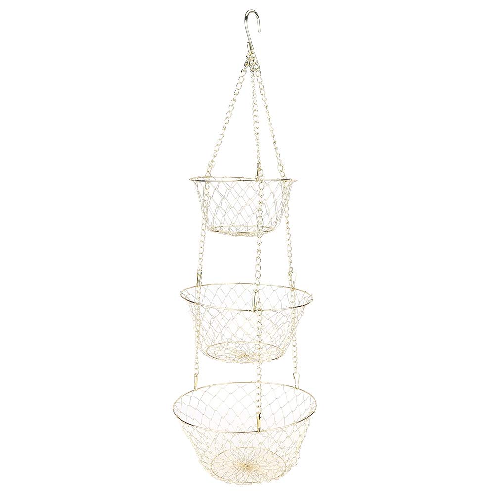 Syuantech 3-Tier Hanging Fruit Basket - Removable Multifunctional Kitchen Storage Organizer for Fruits, Vegetables, Herbs - Perfect for Kitchen, Pantry, Garden & Small Space Organization