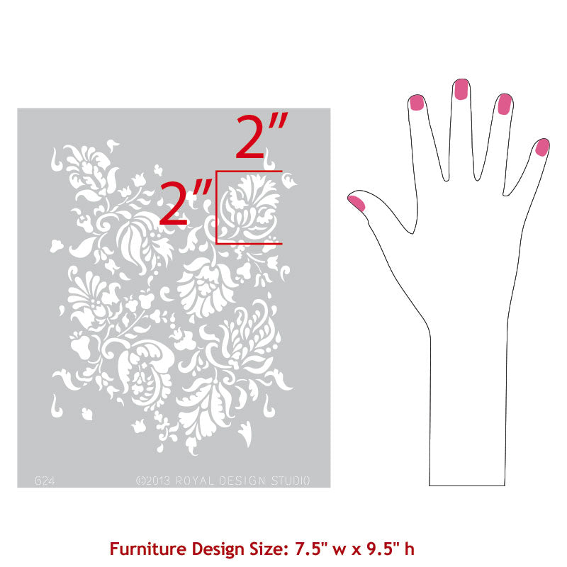 Allover Brocade Furniture Stencil - Reusable DIY Painting Template for Wood, Fabric & Walls - Perfect for Home Decor, Crafts & Upcycling Projects