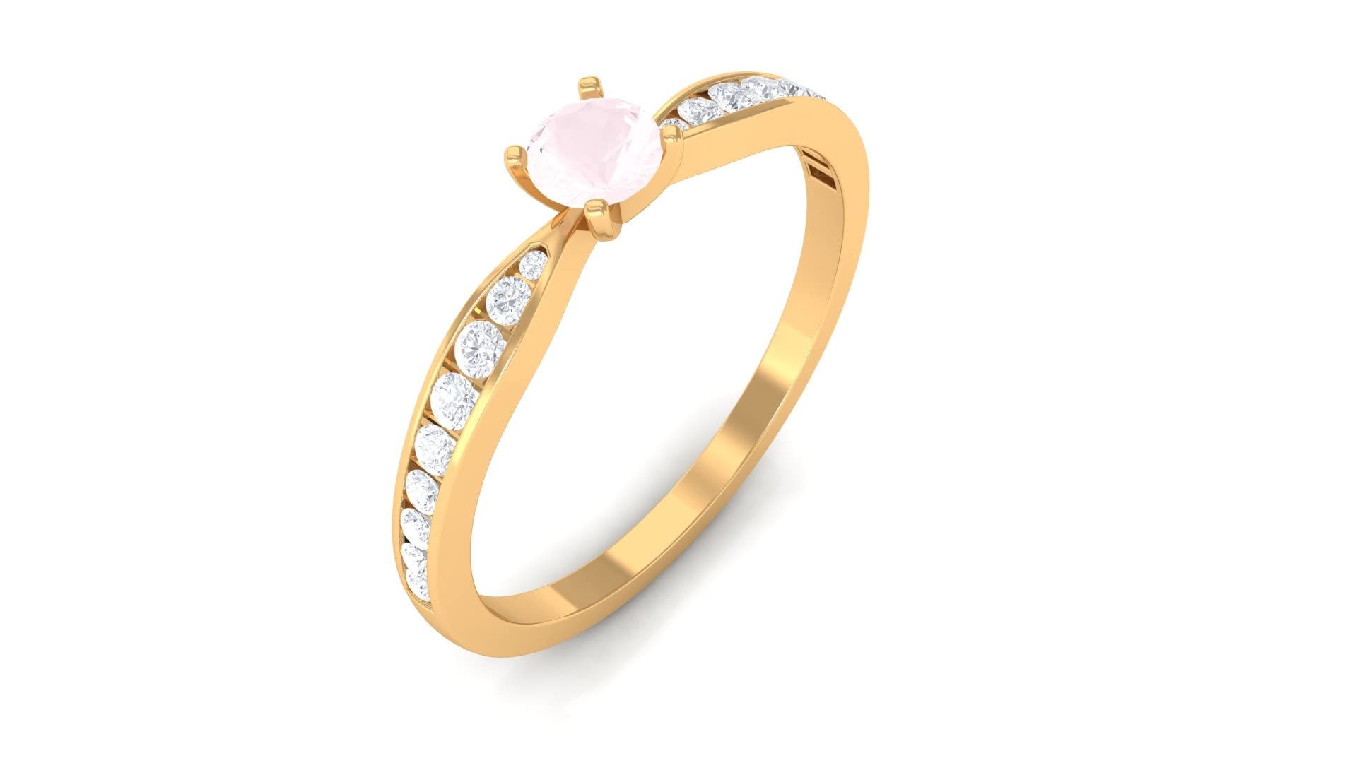1/2 CT Rose Quartz and Diamond Accent 14K Solid Gold Promise Ring - Dainty Rose Quartz Engagement Ring for Women, Perfect for Valentine's Day, Anniversary or Romantic Proposal Gift