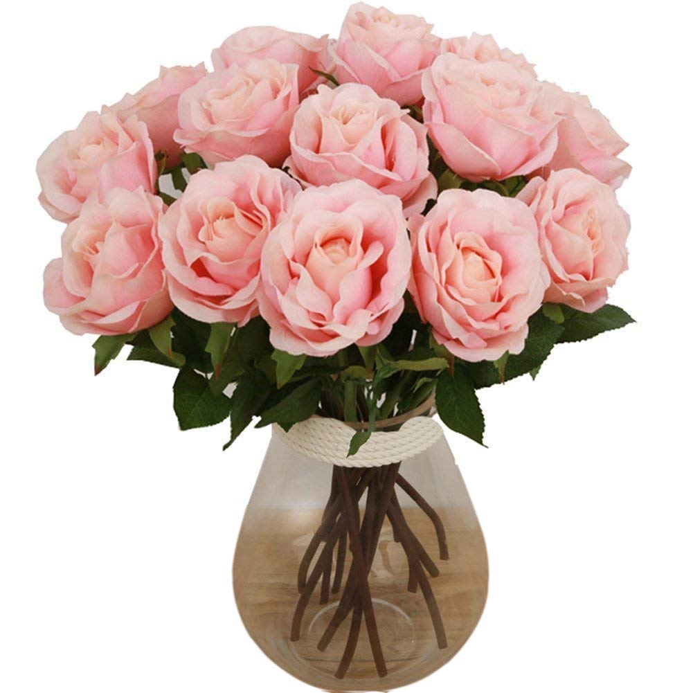 Bringsine Artificial Pink Roses - DIY Wedding Bouquets, Floral Centerpieces, Bridal Decor, Baby Shower & Home Decoration | Perfect for Parties, Weddings & Home Styling