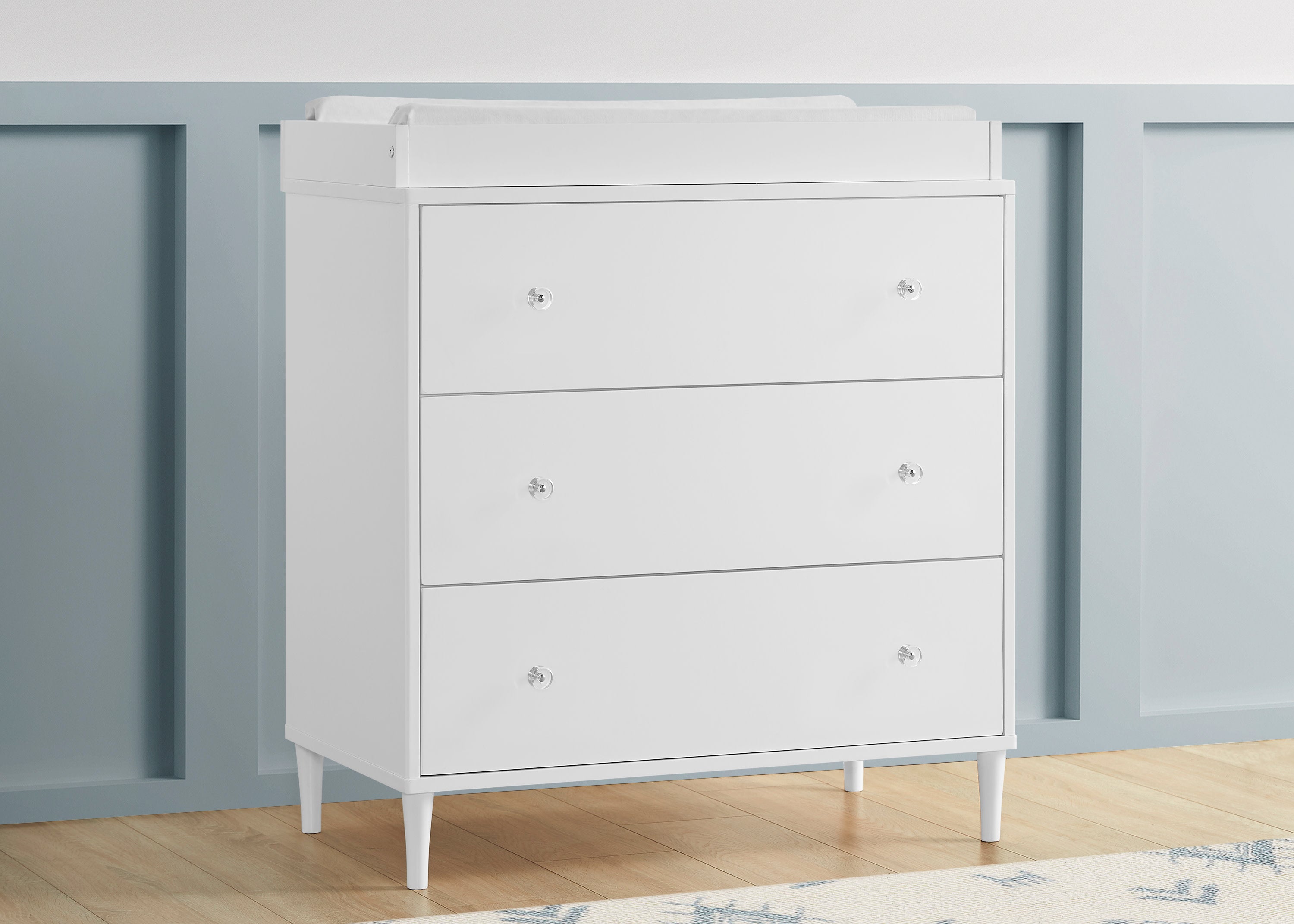 Bowie 3 Drawer Dresser with Changing Top & Interlocking Drawers - Nursery Baby Changing Table & Bedroom Storage Solution