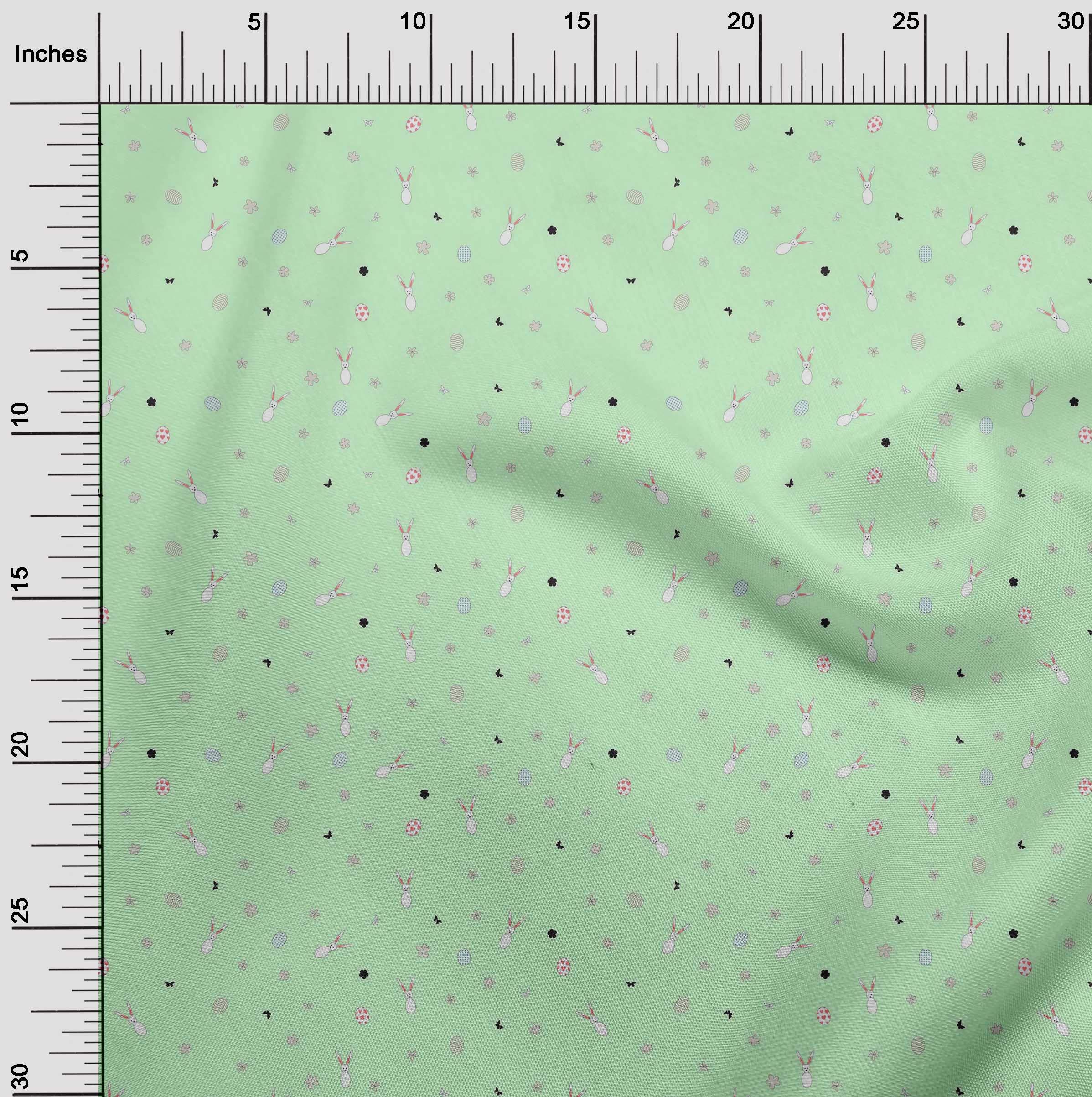 oneOone Polyester Spandex Fabric - Easter Egg Floral Rabbit Animal Print Decor Fabric (56