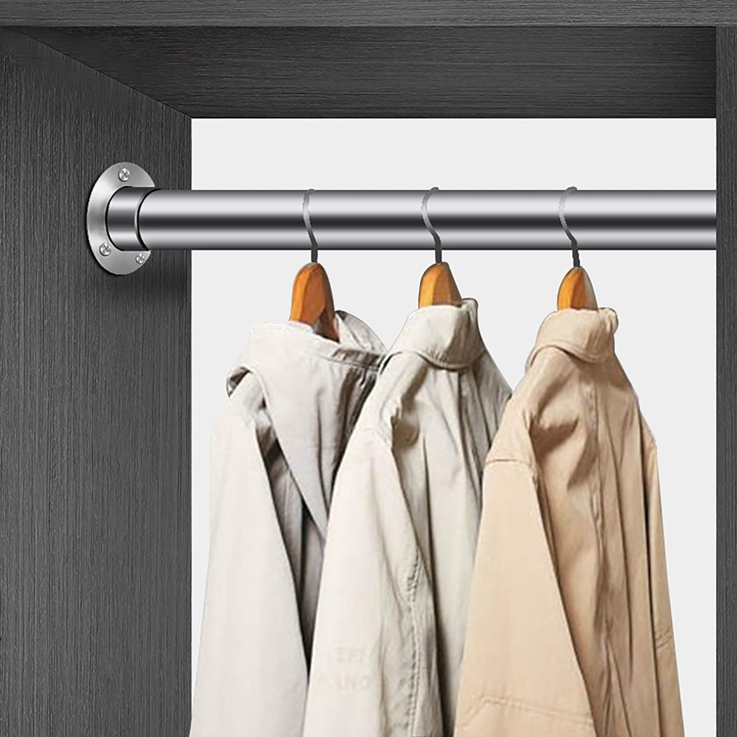 4Pcs Heavy Duty Stainless Steel Closet Rod Flange Holder - 2 Inch (51mm) Inner Diameter Pipe Mounting Bracket - Perfect for Wardrobe, Closet Organization & DIY Home Storage Solutions
