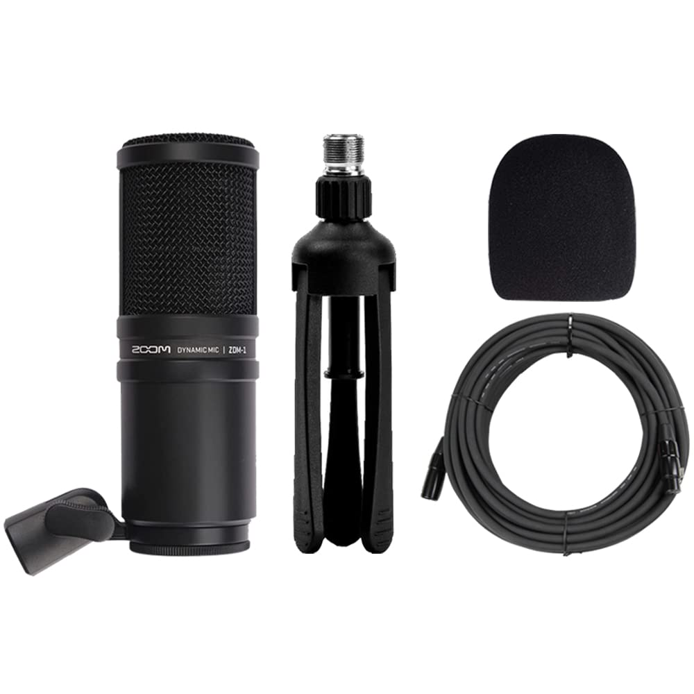 Teds Electronics ZDM-1 Professional Dynamic Microphone with TPS-4 Tabletop Tripod Stand & 30ft Pig Hog XLR Cable - Studio Recording, Podcasting & Live Streaming Bundle