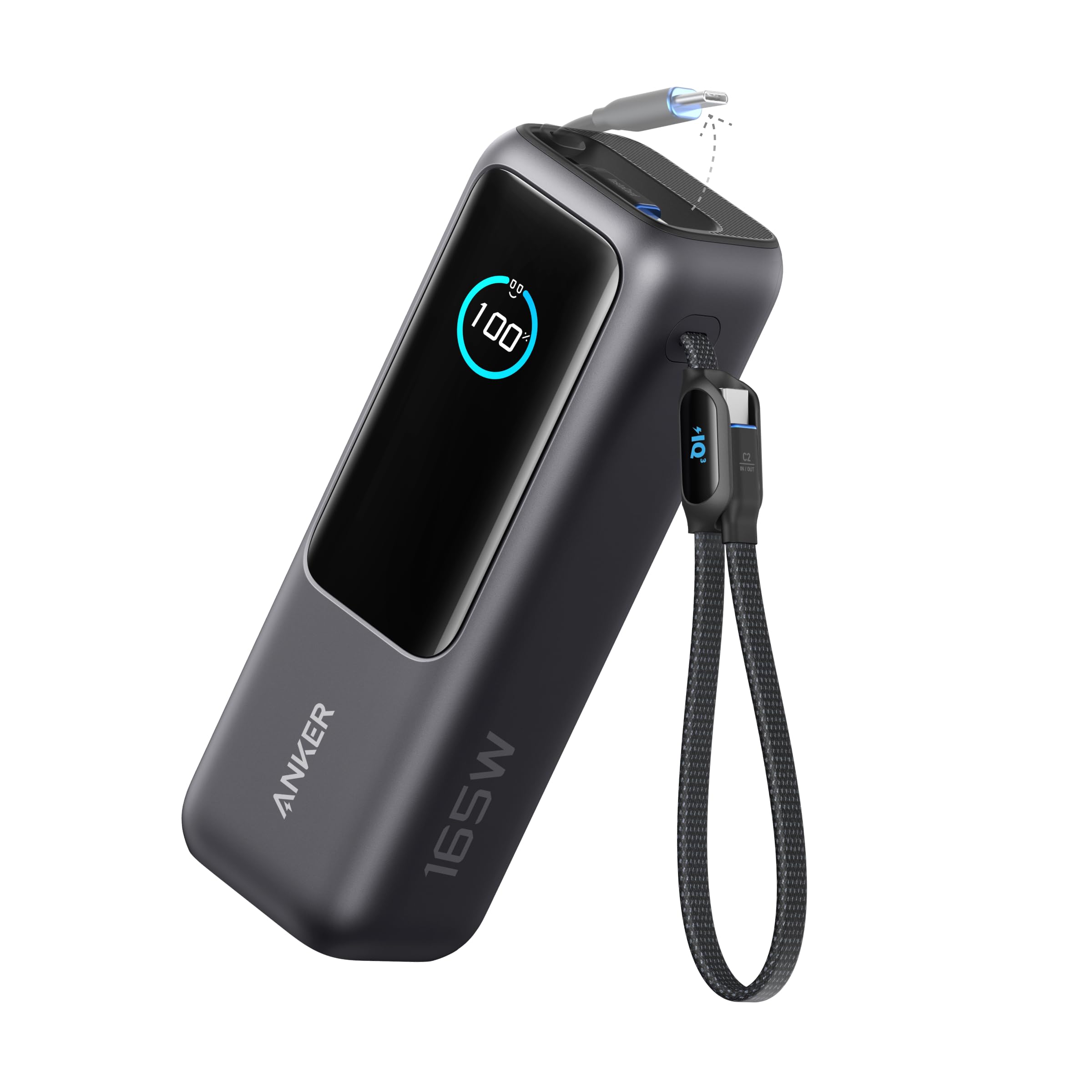 Anker 100W USB-C Laptop Power Bank - 20000mAh Portable Charger for MacBook, Dell, HP (Black) | Fast Charging Battery Pack for Travel, Work & Outdoor Use