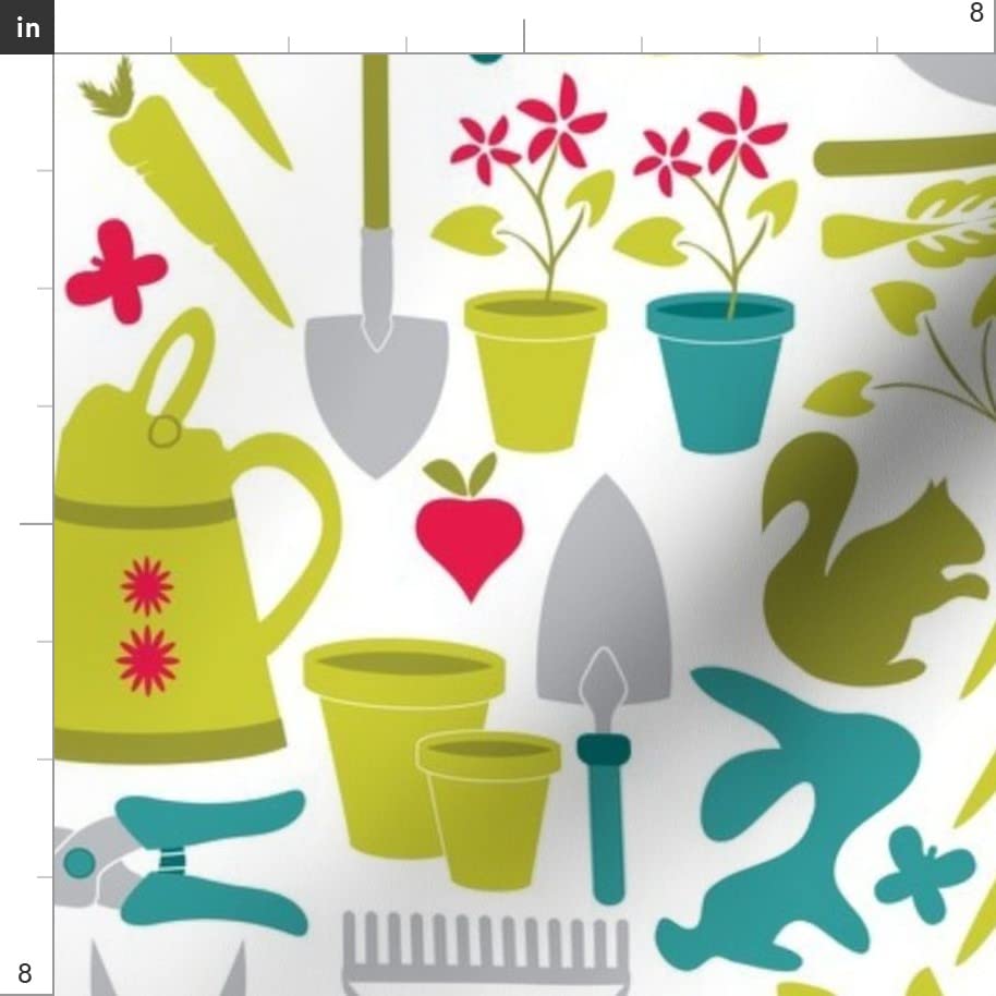 Premium Spoonflower Fabric - Gardening Tools & Spring Farming Print on Velvet Upholstery Fabric by The Yard | Home Decor, Apparel & DIY Projects for Garden Enthusiasts