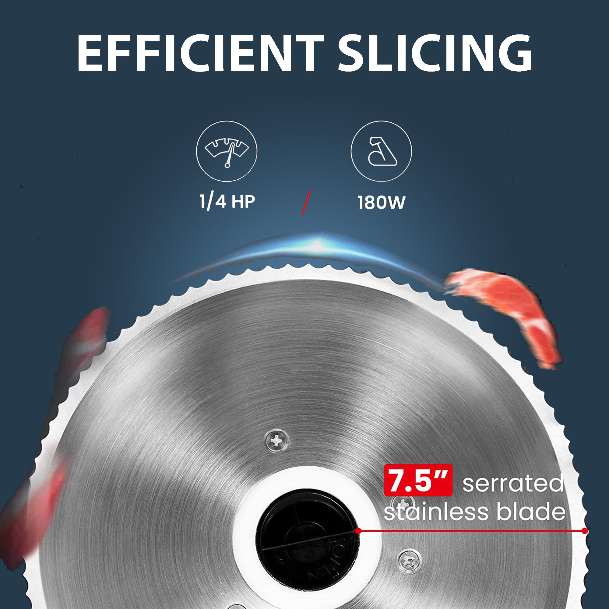 Electric Meat Slicer for Home & Commercial Use - 7.5