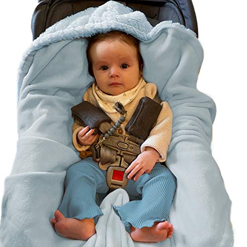 Pastel Blue Baby Car Seat Blanket - Soft Swaddle Wrap for Newborns & Toddlers | Boys & Girls | Interior Car Seat Cover to Keep Clean | Perfect for Travel, Stroller & Nursery Use