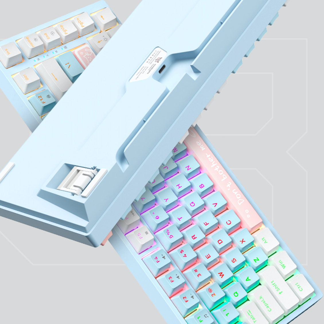 ONIKUMA G52 82-Key Wired Mechanical Gaming Keyboard with Blue Switches, RGB Rainbow Backlit, Compact USB Design for PC, Mac, Laptop - Perfect for Office Work, Gaming & Streaming