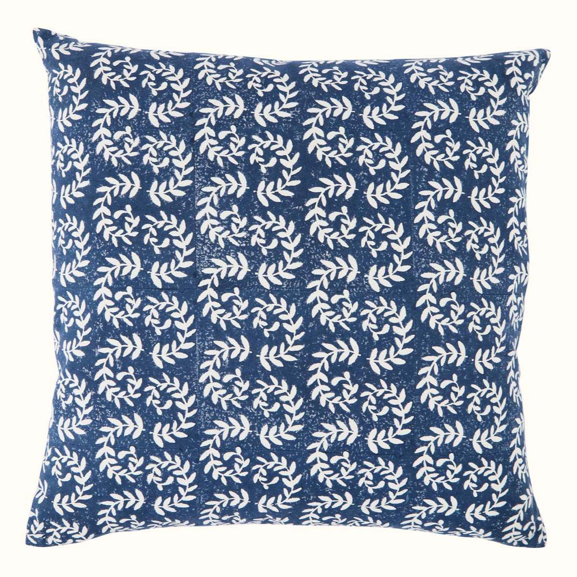 Hand Block Printed Ashdown Cushion Cover - Navy Blue Cotton Pillow Case - Boho Home Decor for Living Room, Bedroom & Sofa