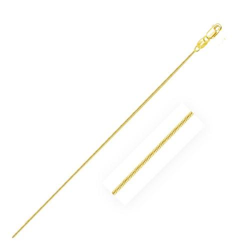 14K Yellow Gold Round Snake Chain Necklace - 0.7mm Thin & Dainty, 16 Inch Adjustable Length for Women - Perfect for Layering, Everyday Wear & Special Occasions