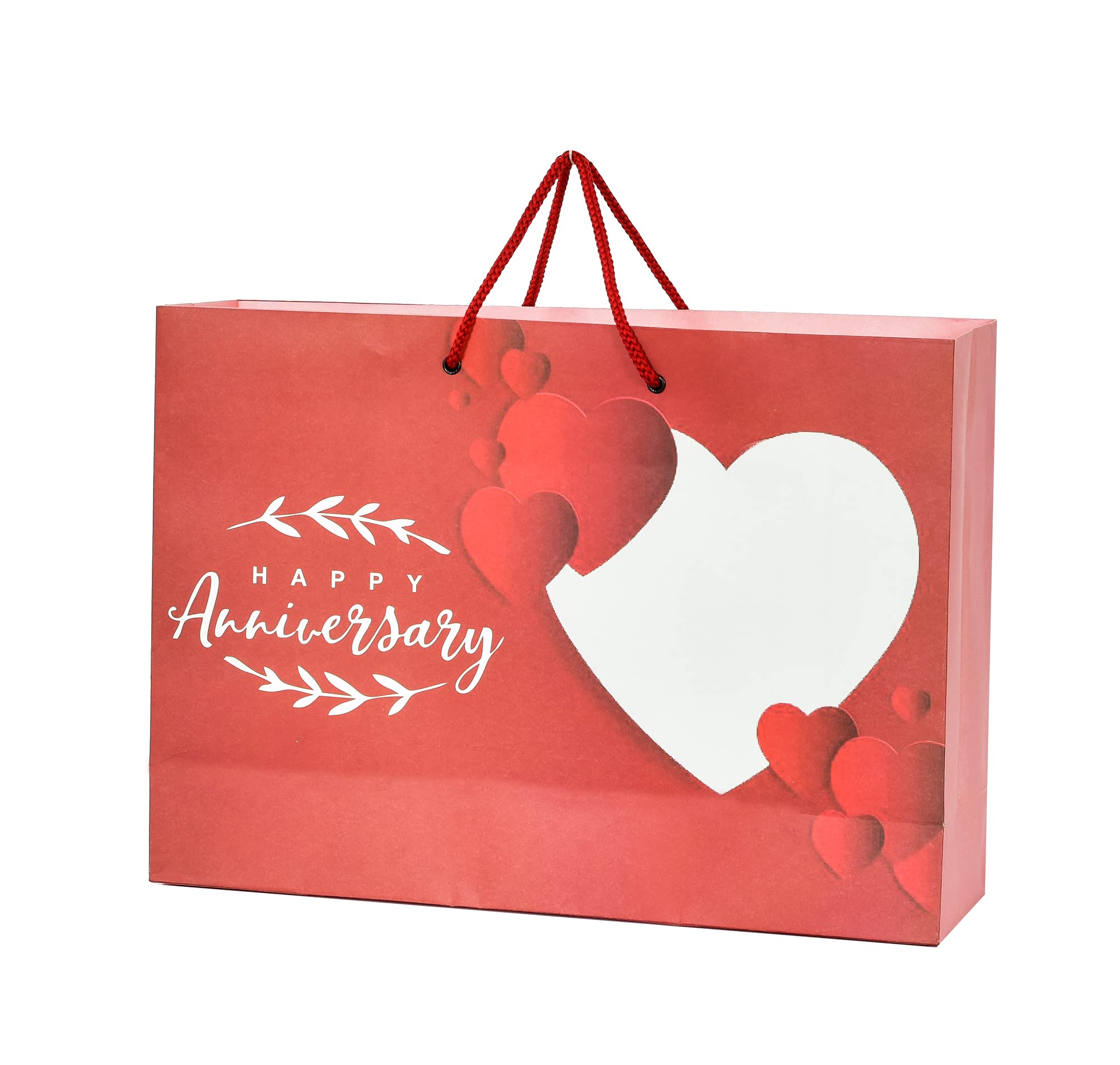 10 Pack Pink Happy Anniversary Paper Gift Bags - 10x14x4 Inches for Wedding, Diwali, Birthday, Christmas, Return Gifts & Special Occasions - Perfect for Party Favors, Gift Wrapping & Celebration Decor