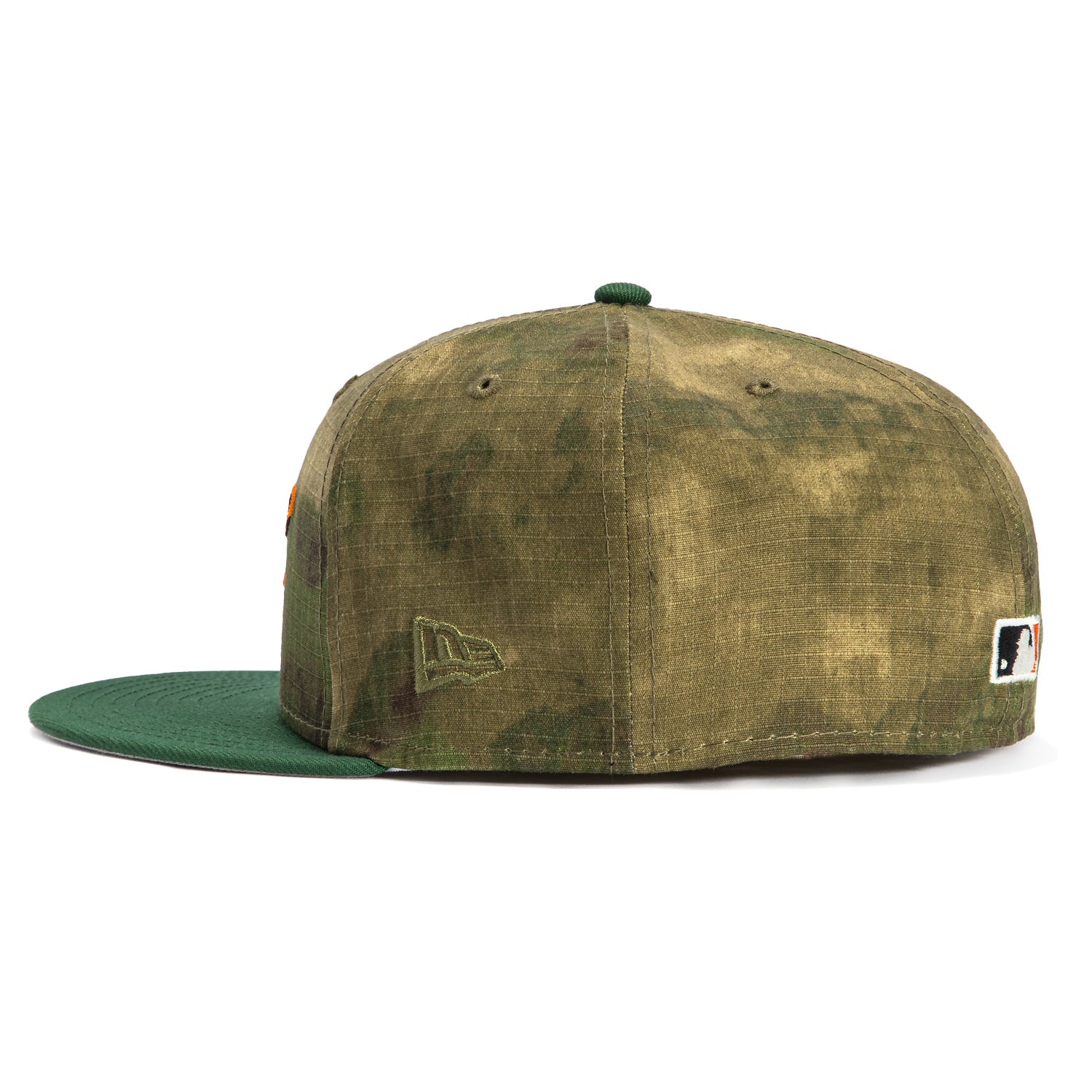 New Era 59Fifty Water Color Camo Baltimore Orioles 20th Anniversary Stadium Patch Hat - Green Camouflage Baseball Cap for Men - Perfect for Games, Collecting & Streetwear Fashion