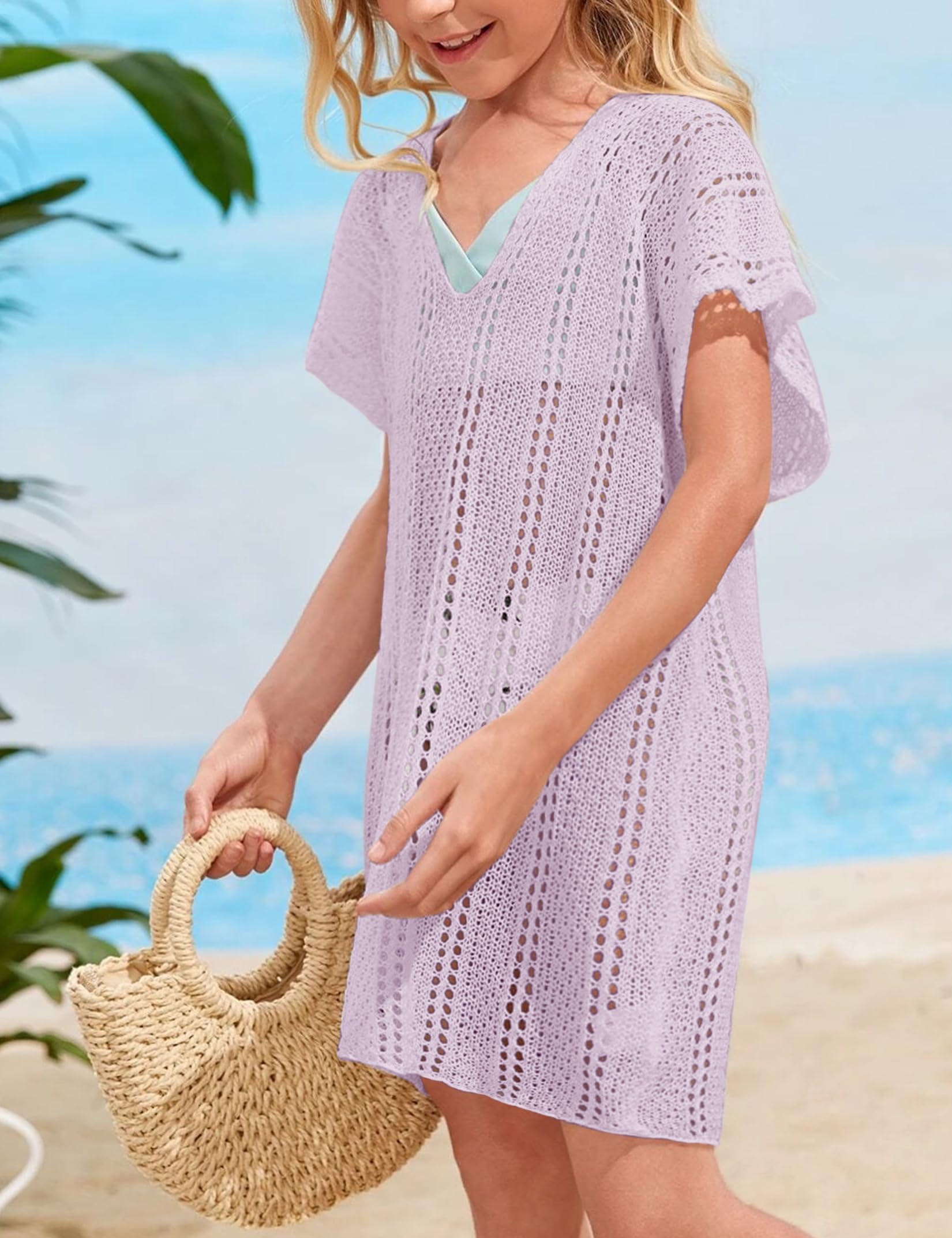 Crochet Swim Cover Up for Girls - Kids Beachwear, Summer Swimsuits & Tops for Pool, Beach & Vacation Outfits