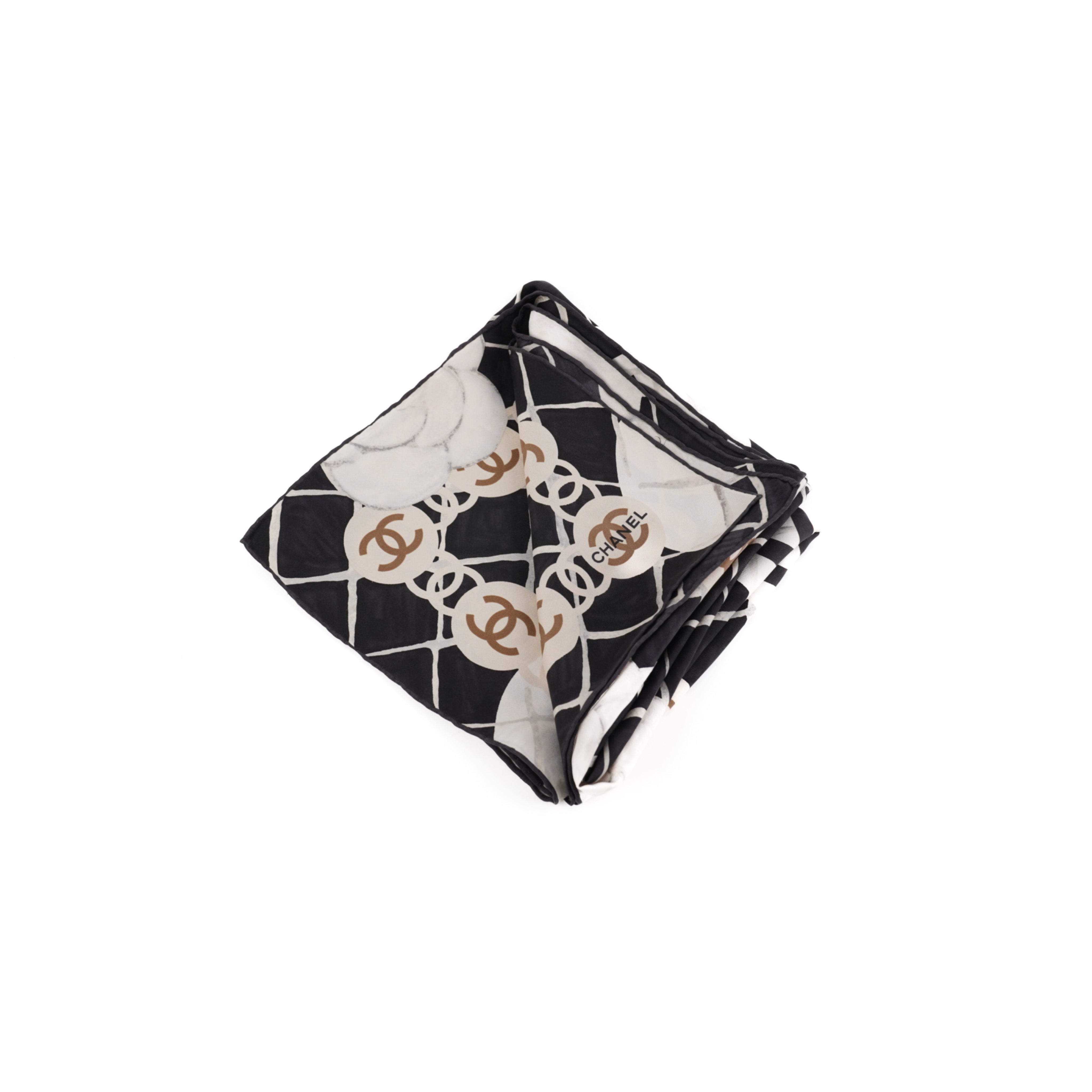 Chanel Silk Scarf for Women - Luxury Black and White Designer Scarf - Perfect for Gifts, Travel, and Fashion Accessories