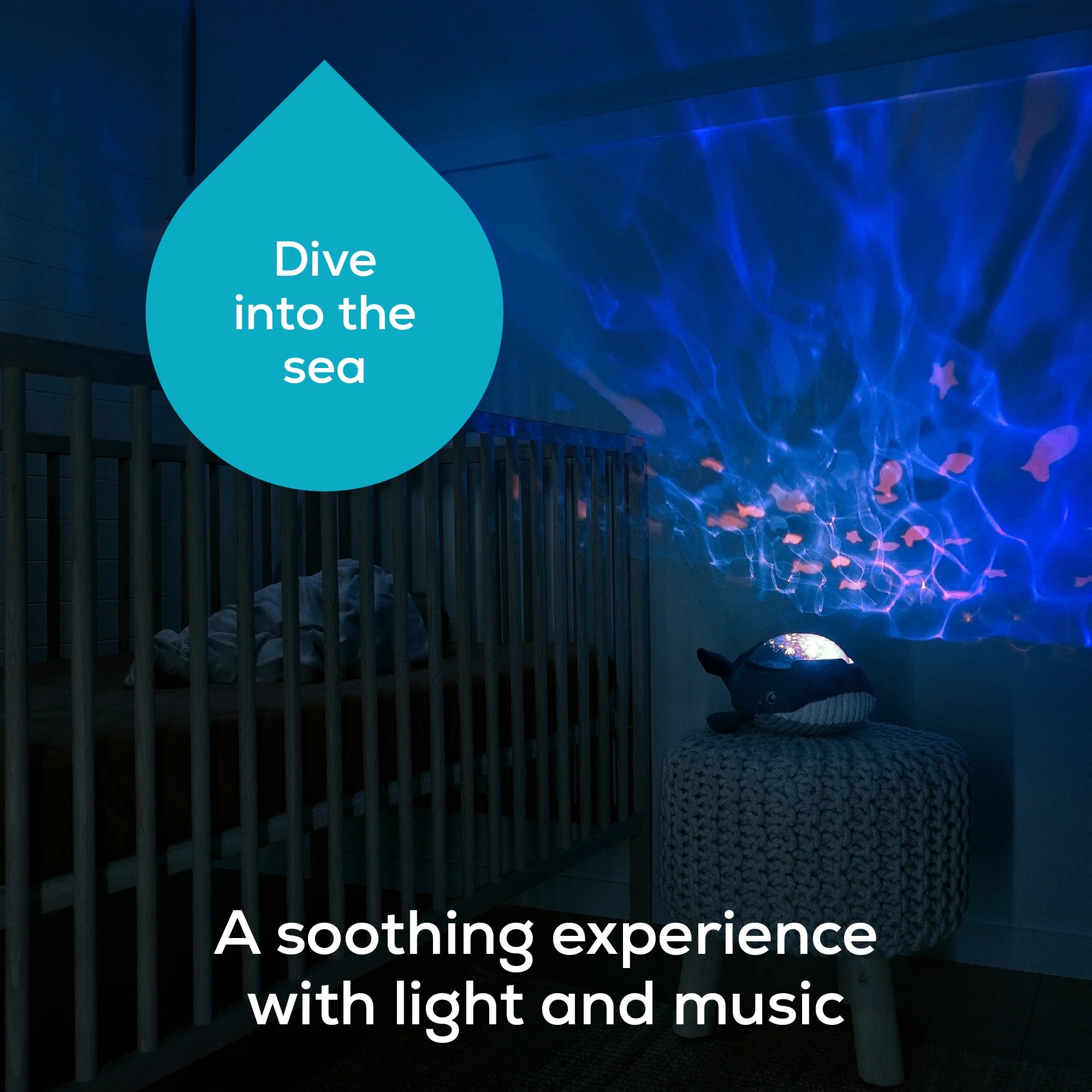 Bobbi Whale Projector - Starry Night Projector for Kids Room, Baby Nursery & Relaxation | Ocean Themed Night Light with Calming Sounds for Sleep & Meditation