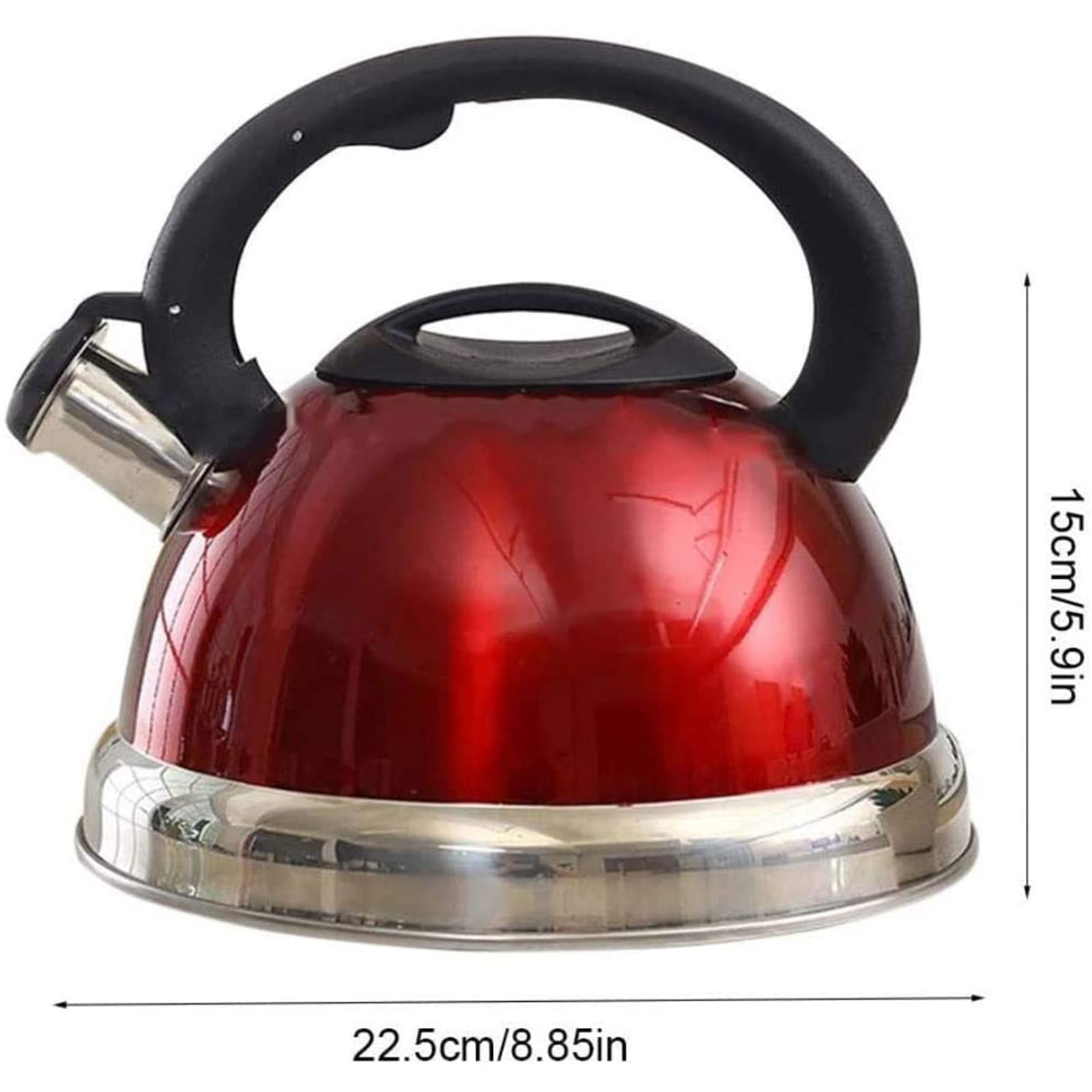 Stainless Steel Whistling Tea Kettle 3L - Stovetop & Induction Compatible, Flat Bottom Teapot for Gas & Electric Cooktops - Perfect for Home, Office & Camping Use