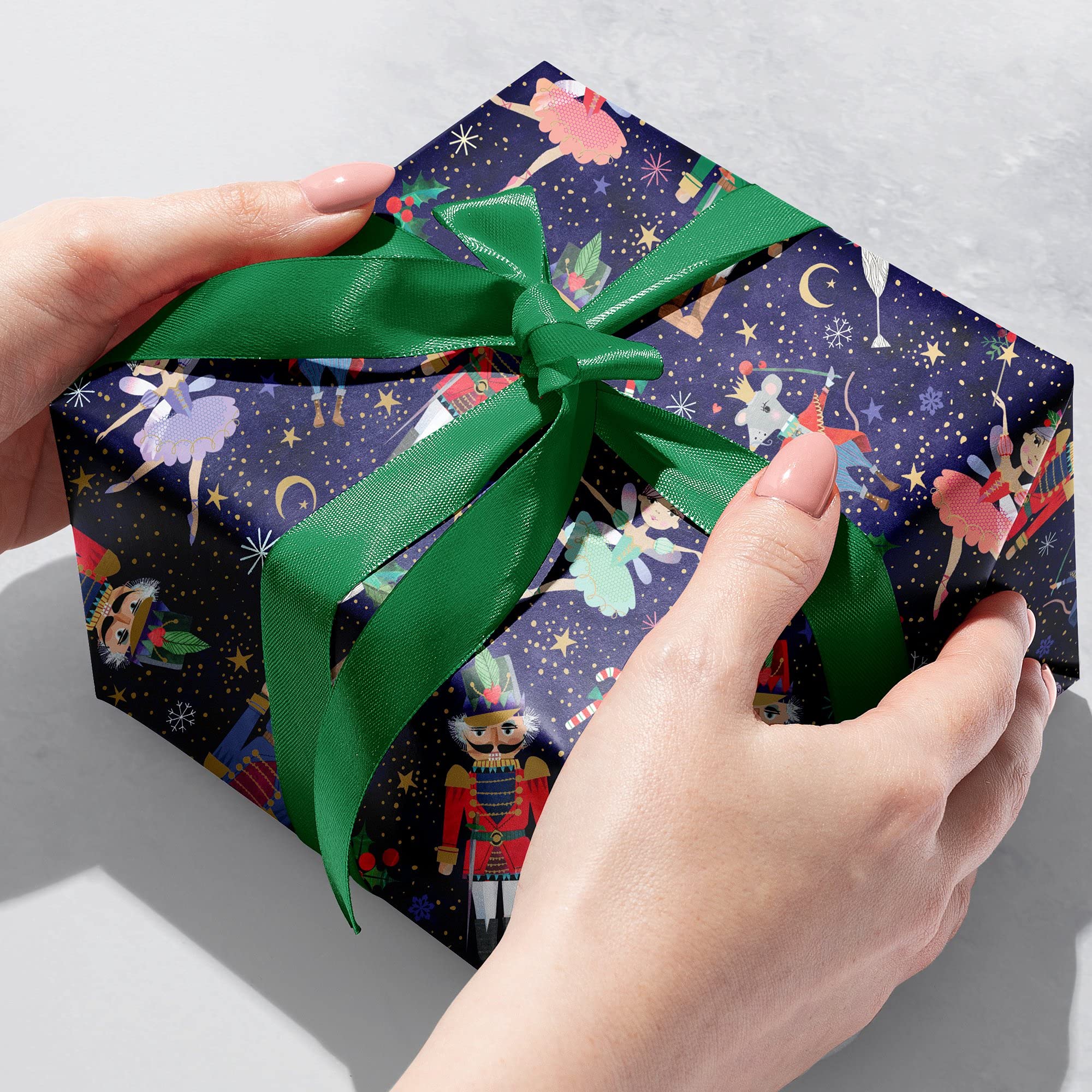 Jillson Roberts Bulk Christmas Gift Wrap - Nutcracker Ballet Design, 208 Feet x 30 Inches (1/4 Ream) - Perfect for Holiday Wrapping, Party Decorations & Festive Gift Giving