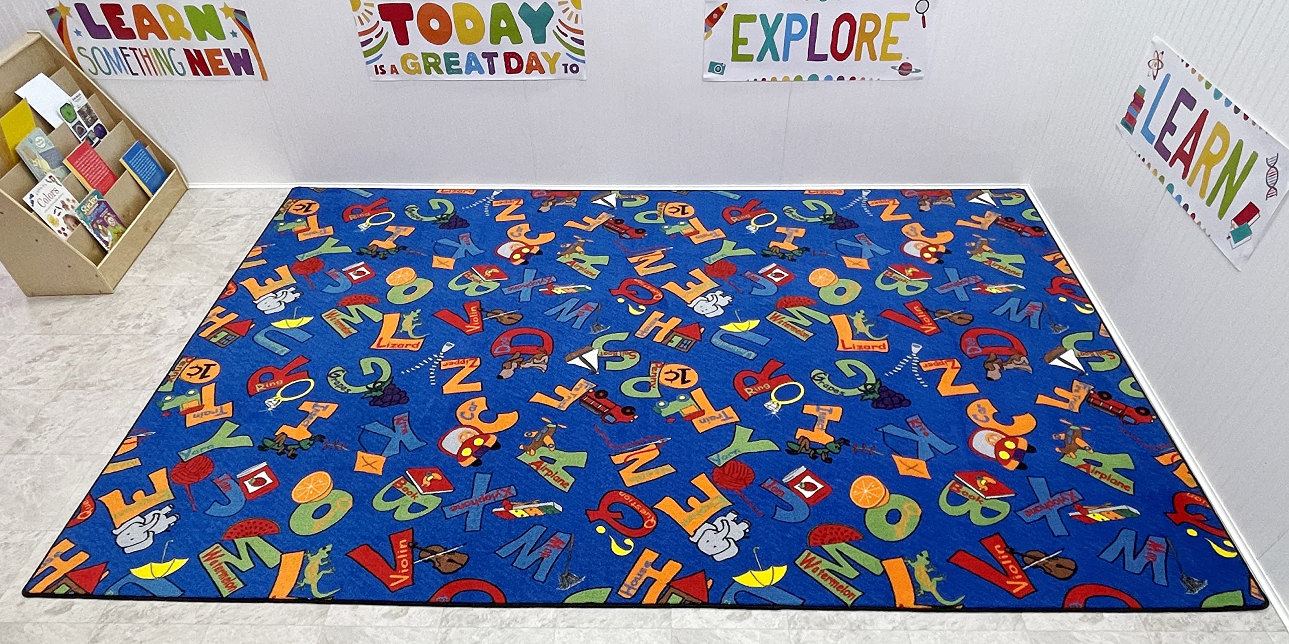 Educational ABC Alphabet Kids Carpet 4' x 6' - Multicolor Learning Rug for Toddlers & Children | Non-Slip Playroom, Bedroom & Classroom Rug | Perfect for Early Childhood Education, Reading Nook & Playtime