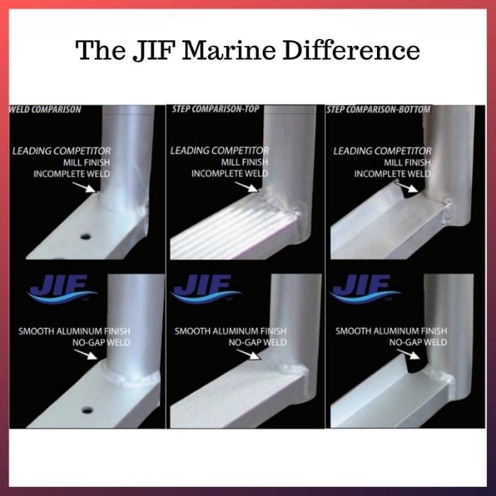 JIF Marine ASC4 SS 4 Step Removable Folding Pontoon Ladder - Heavy Duty Stainless Steel Boat Ladder for Docks, Pontoons & Swimming Platforms | Perfect for Boating, Fishing & Water Sports
