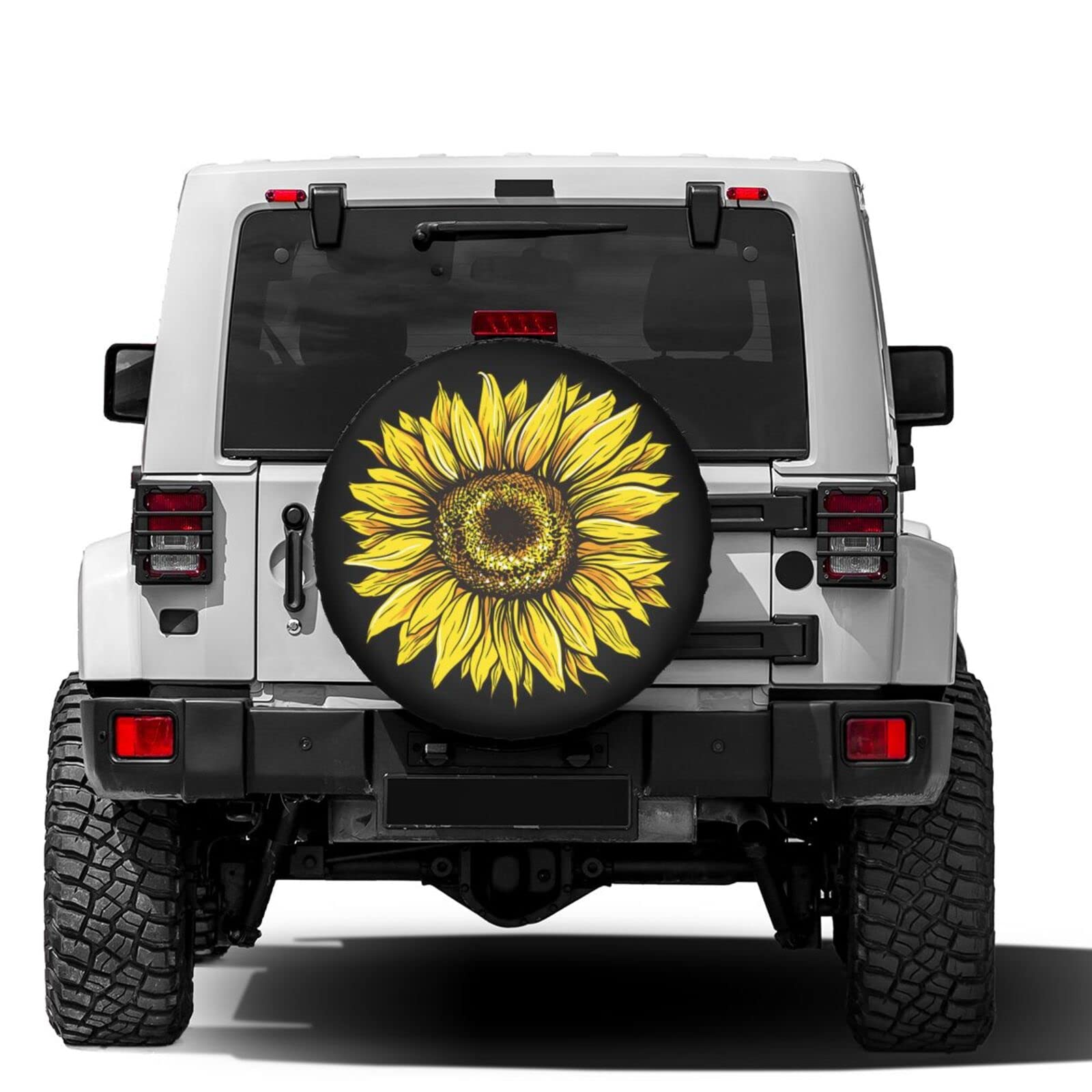 Premium Yellow Sunflower Spare Tire Cover - Waterproof & Dustproof 15 Inch Wheel Cover for RV, Trailer, SUV, Truck - Perfect for Camping & Road Trips