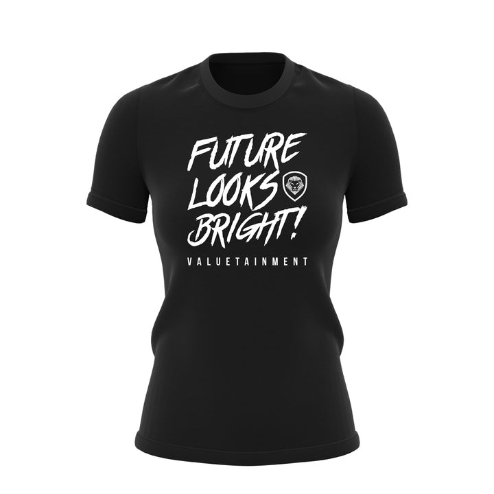 Women's Future Looks Bright Premium Black Short Sleeve T-Shirt - Soft Cotton Casual Tee for Everyday Wear, Workout & Street Style