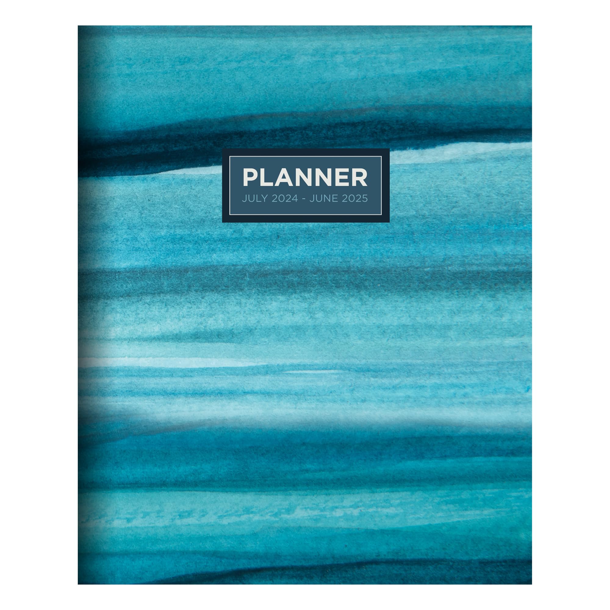 July 2024 - June 2025 Blue Watercolor Monthly Planner - 8.5