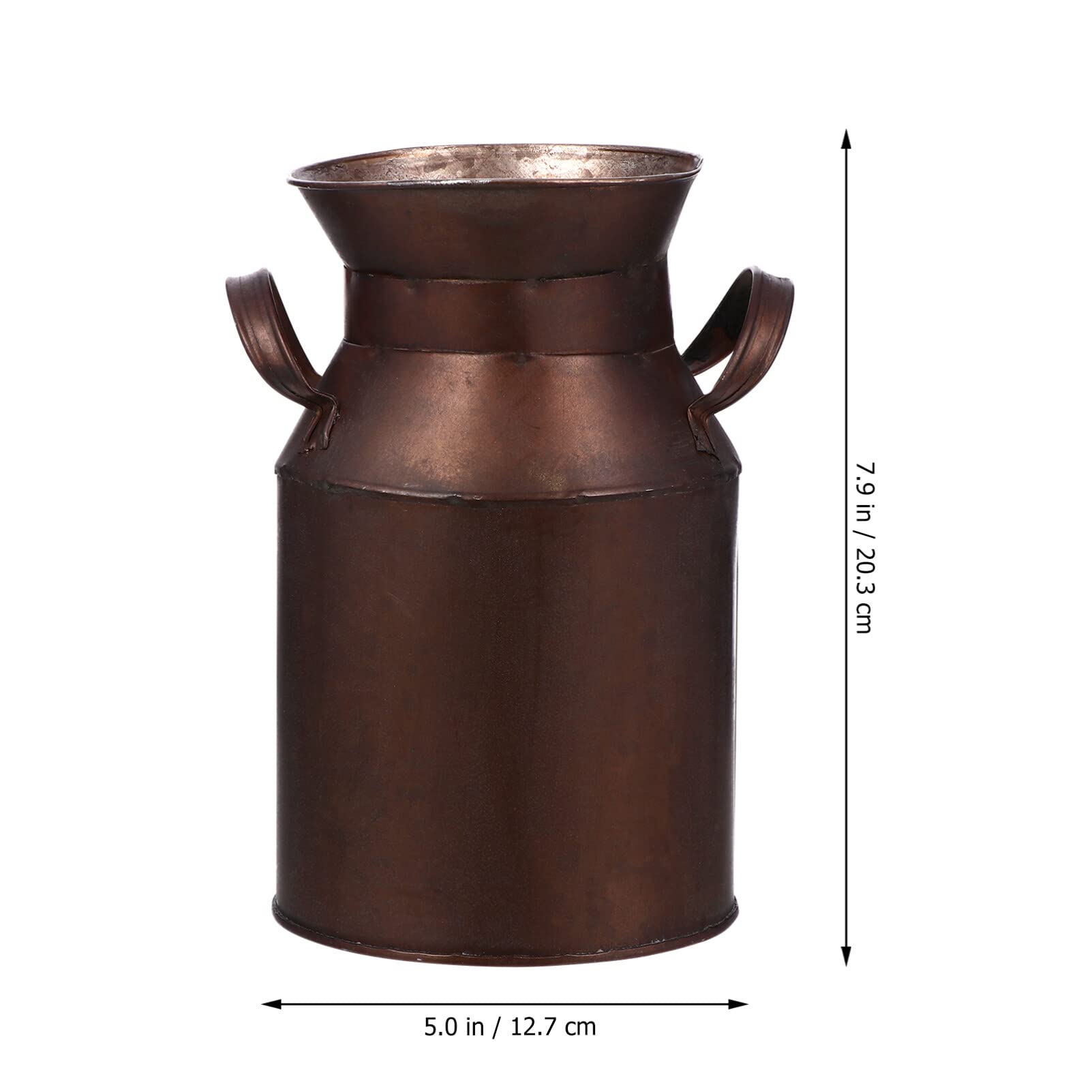 Antique Bronze Farmhouse Bucket Vase - Rustic Metal Milk Can Pitcher Jug for Table Centerpiece Decor | Country Home, Wedding & Farmhouse Style Decoration