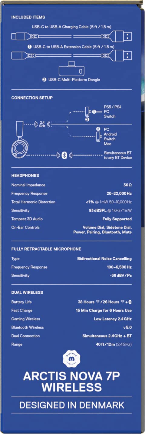 SteelSeries Arctis Nova 7P Wireless Gaming Headset for PS5, PC, Switch & Mobile - Dual 2.4GHz + Bluetooth Connectivity - 38H Battery - ClearCast Gen 2 AI Mic - Perfect for Competitive Gaming & Mobile Entertainment