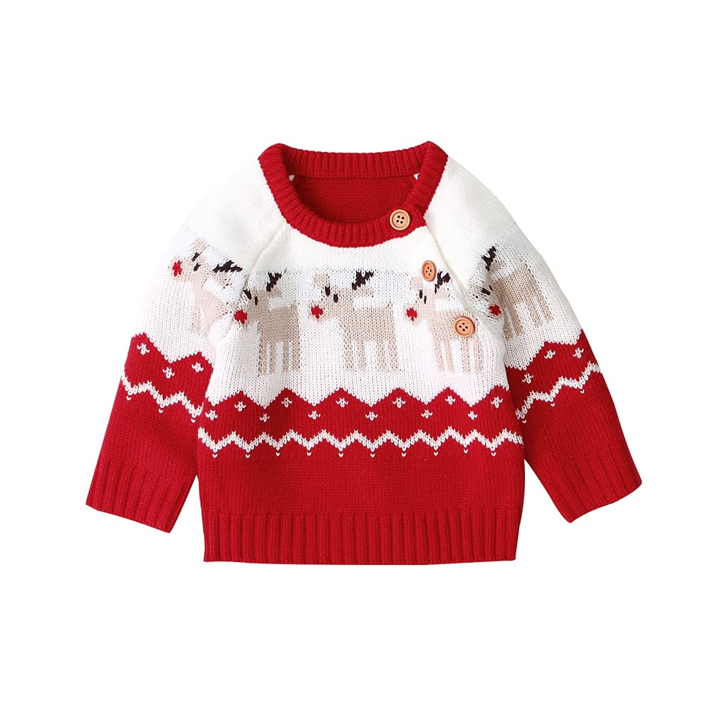 Adorable Reindeer Christmas Sweater for Baby Boys & Girls - Cozy Long Sleeve Knitted Pullover for Infants & Toddlers | Perfect for Holiday Photos, Family Gatherings & Festive Outfits