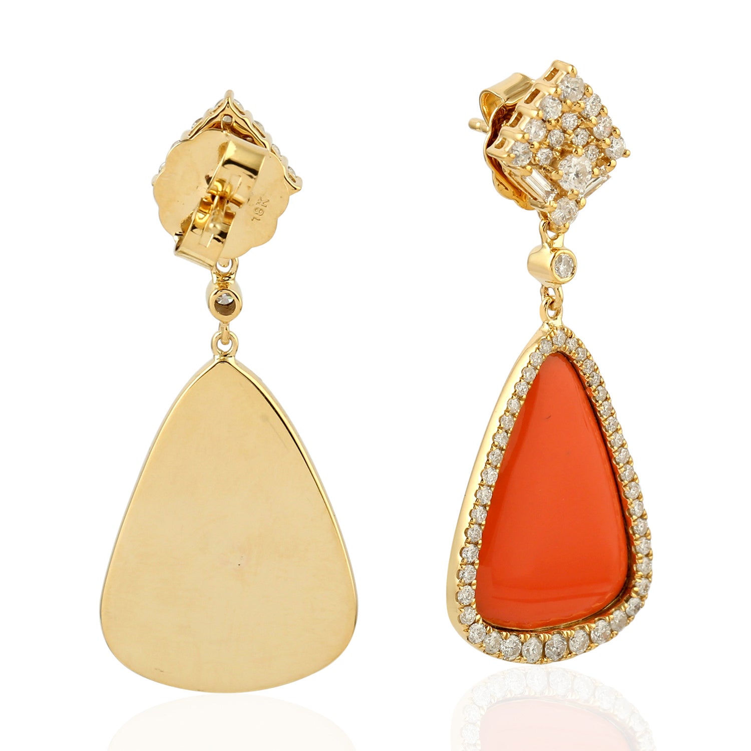 18K Yellow Gold Pave Natural Diamond Enamel Dangle Earrings for Women - Luxury Fashion Jewelry Gift for Birthday, Anniversary & Special Occasions