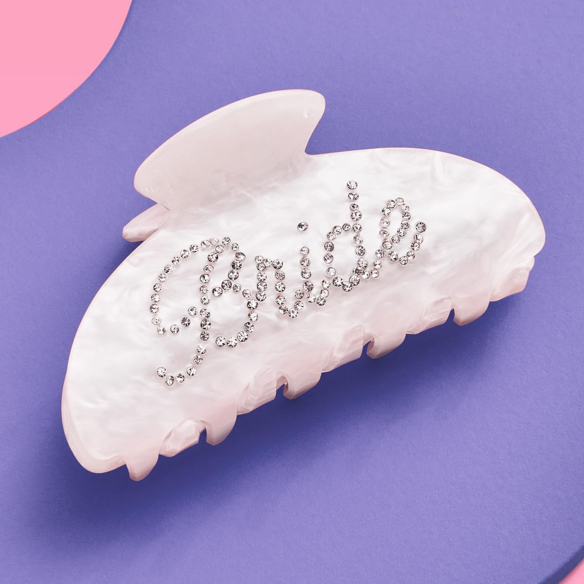 Fetti Bride Claw Clip - White Acrylic Rhinestone Hair Clip with Bride Logo | Perfect for Bachelorette Parties, Bridesmaid Gifts & Wedding Accessories | Elegant Hair Styling for Bridal Showers & Special Occasions