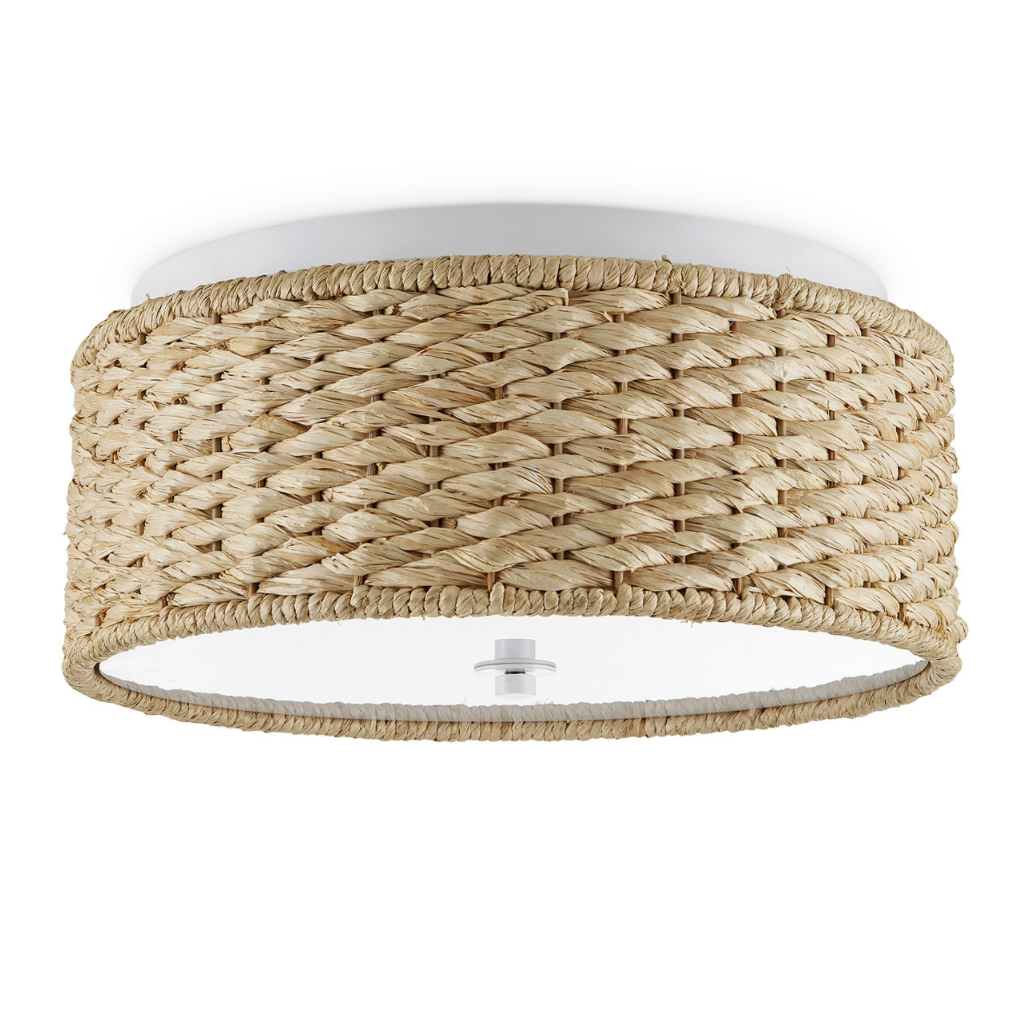 Natural Colchester Raffia Flush Mount Ceiling Light - Boho Woven Rattan Pendant for Bedroom, Living Room & Dining Room