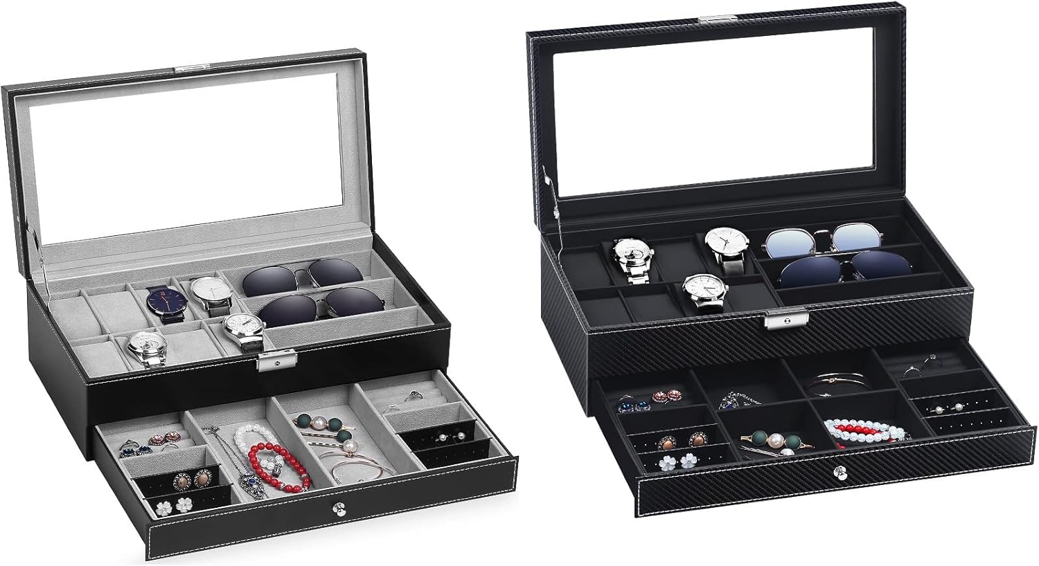 TomCare Luxury Watch Box - 12 Slot Watch Case Organizer with Glass Top & Soft Interior for Men & Women - Perfect for Jewelry Storage, Watch Collection Display, and Travel