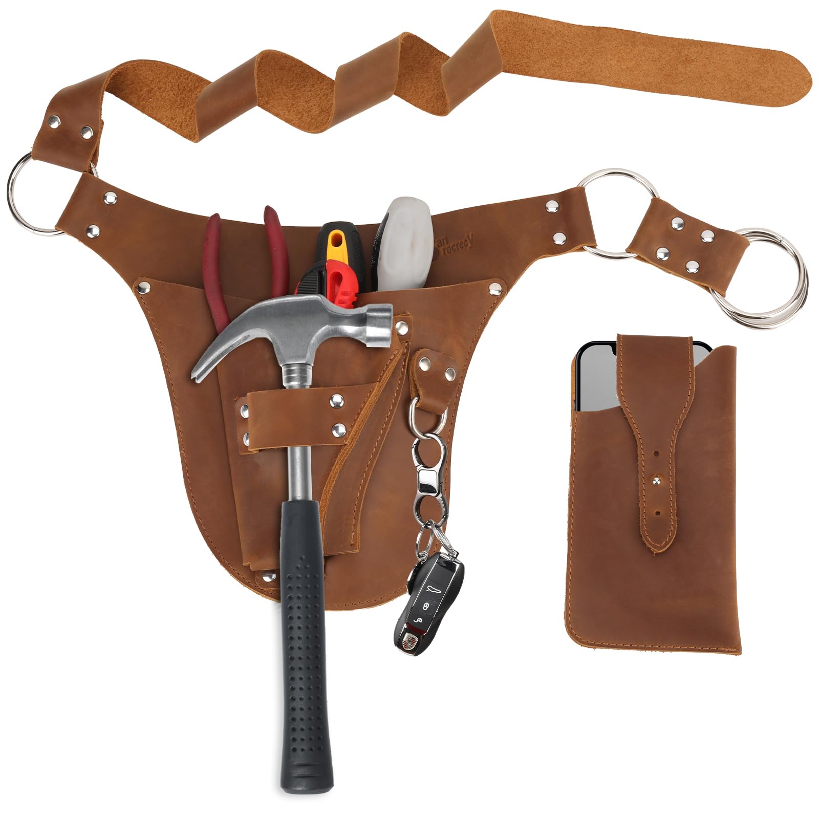 Premium Handmade Full Grain Leather Tool Belt for Women & Men - Durable Waist Pouch for Gardeners, Farmers, Electricians & Carpenters - Perfect for Construction Work, DIY Projects & Outdoor Gardening