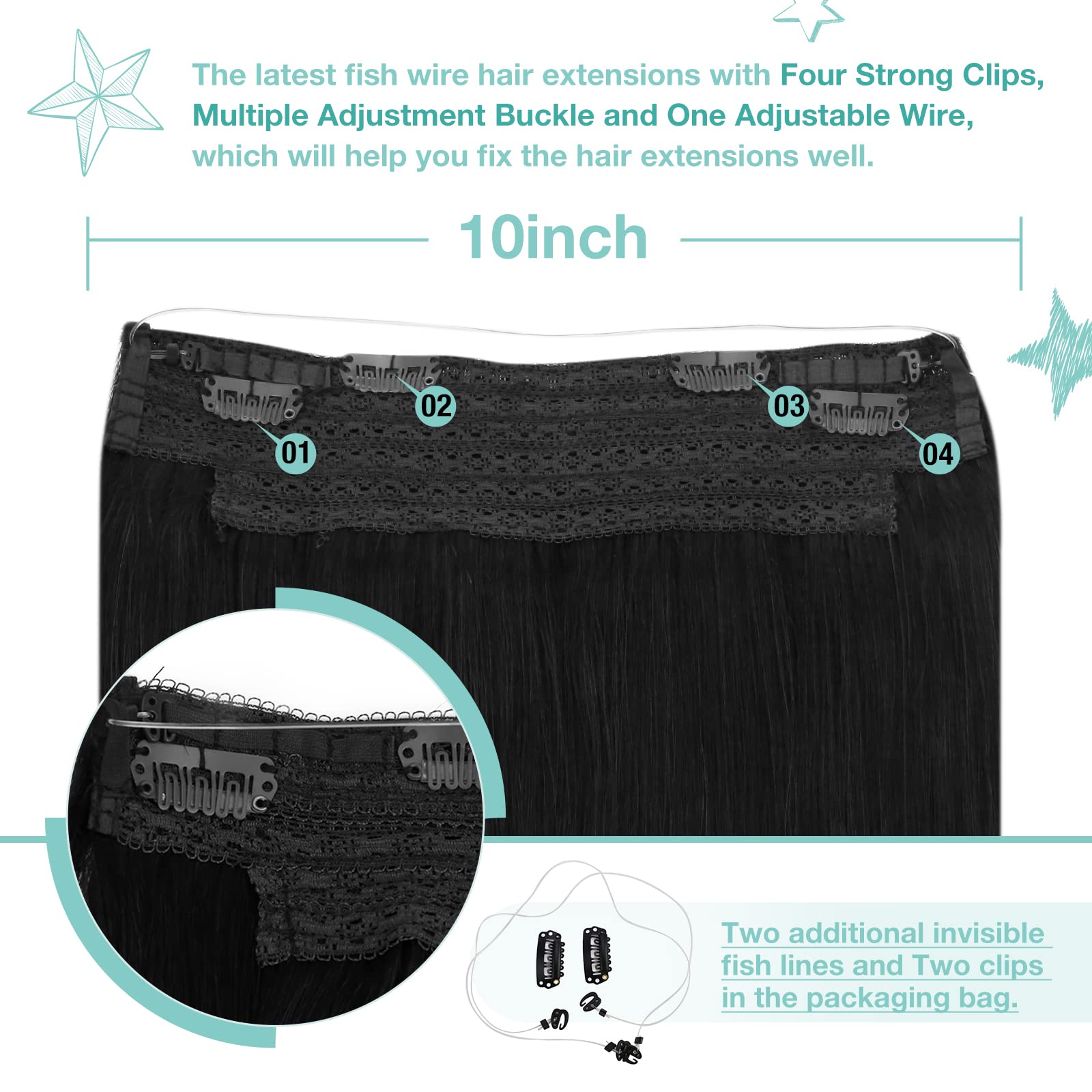 Premium 100% Human Hair Wire Hair Extensions for Women - Clip-In, Heat Resistant, Natural Look for Daily Styling & Special Occasions