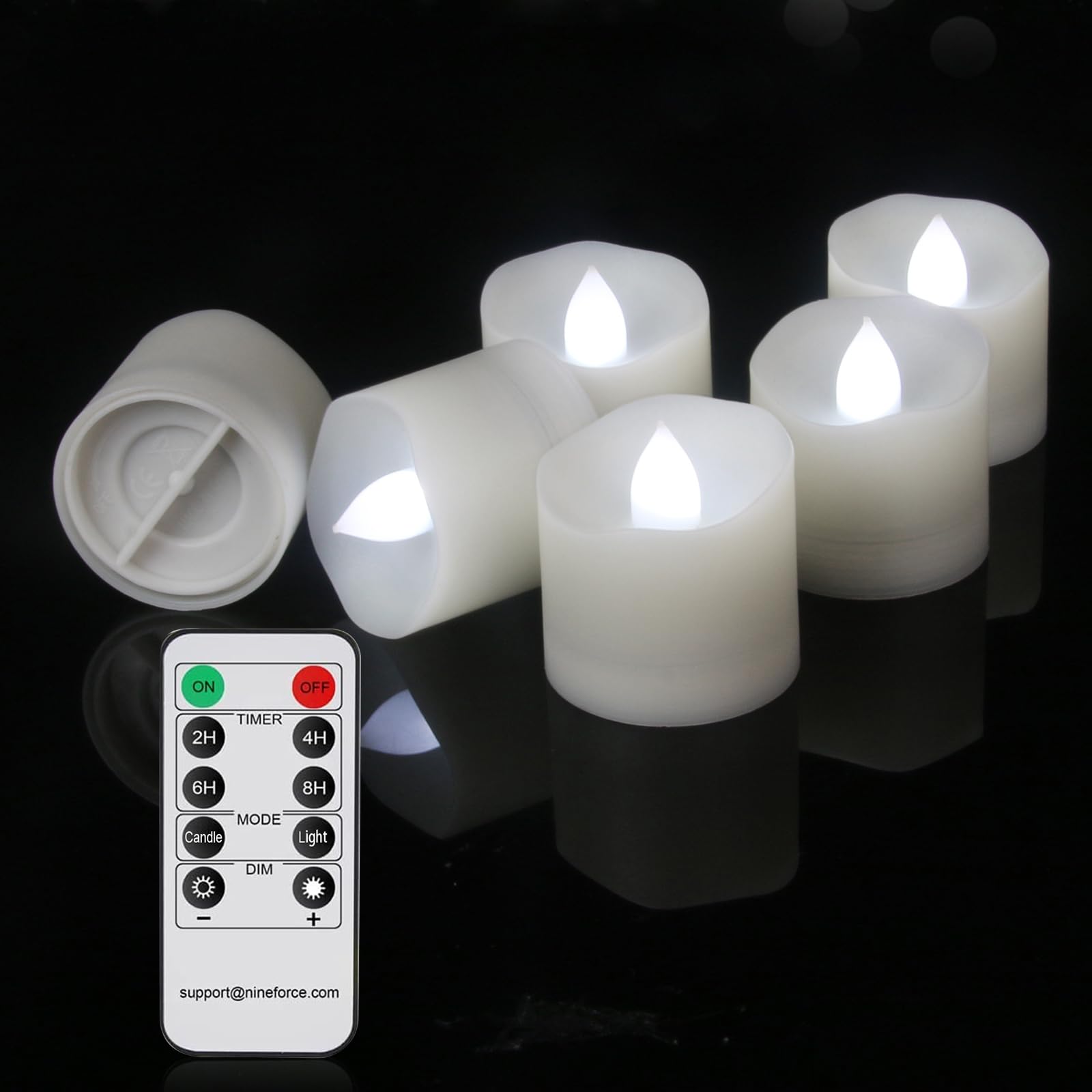 Flameless LED Tea Light Candles with Remote & Timer - 6 Pack Battery Operated Unscented Votive Candles, 200H Flickering White Flame for Home Decor, Weddings, Parties & Outdoor Use