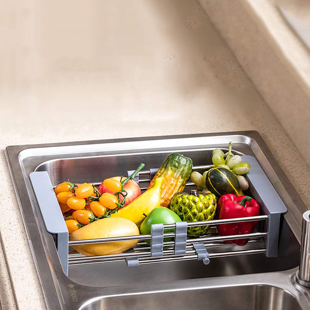 Adjustable Stainless Steel Retractable Kitchen Sink Drain Rack - Widened Edge & Reinforced Design for Dish Drying - Perfect for Small Spaces, RV Kitchens & Compact Households
