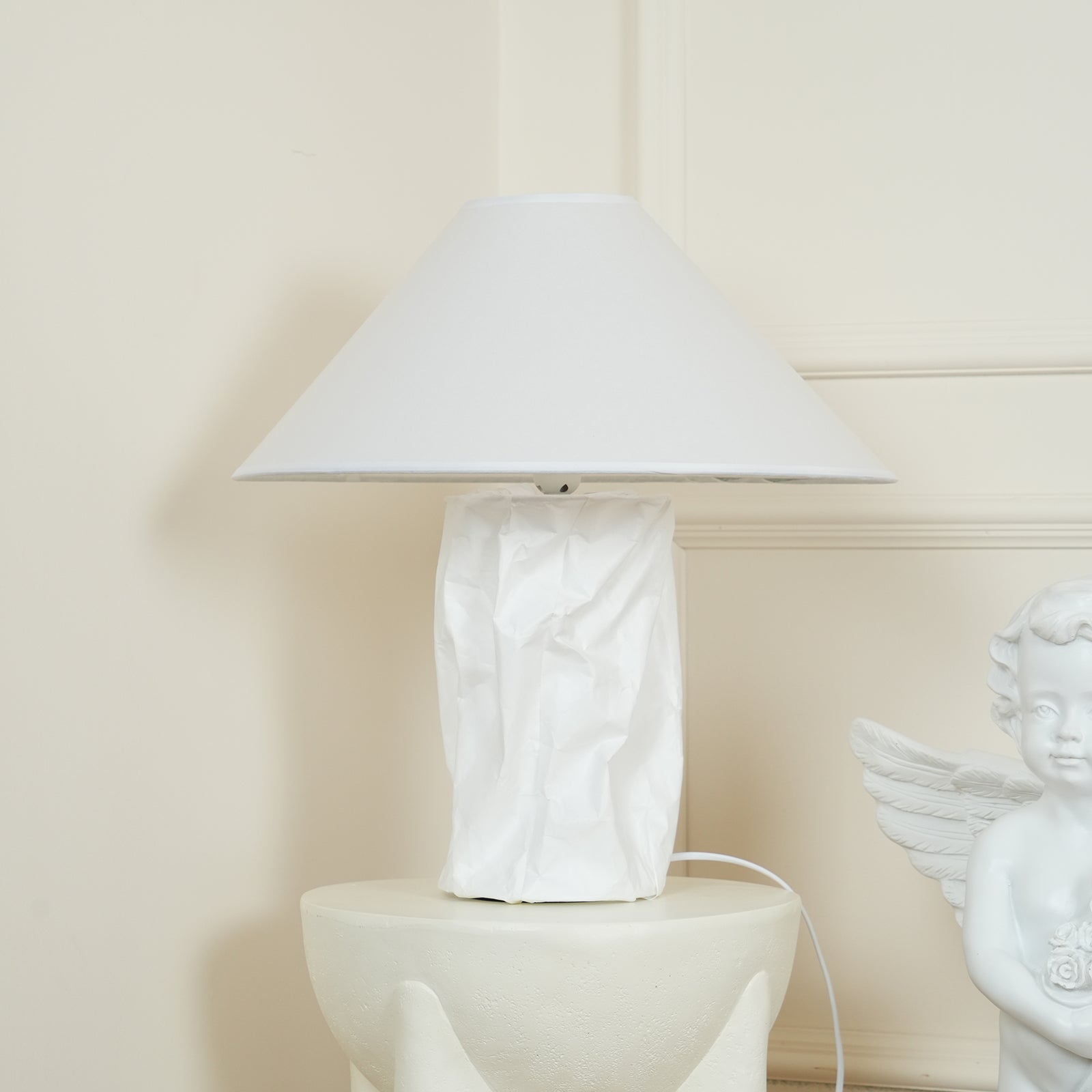 Crinkle Paper Table Lamp - Modern Decorative LED Light for Bedroom, Living Room & Office - Eco-Friendly Home Decor Gift Idea
