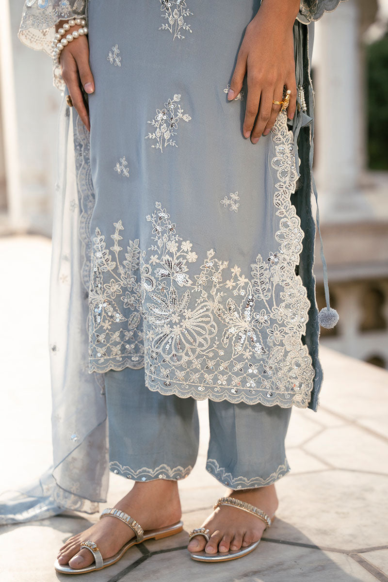 Stylish Grey Melange 3-Piece Set (Shirt, Trousers & Dupatta) for Women - Perfect for Office Wear, Casual Outings & Special Occasions
