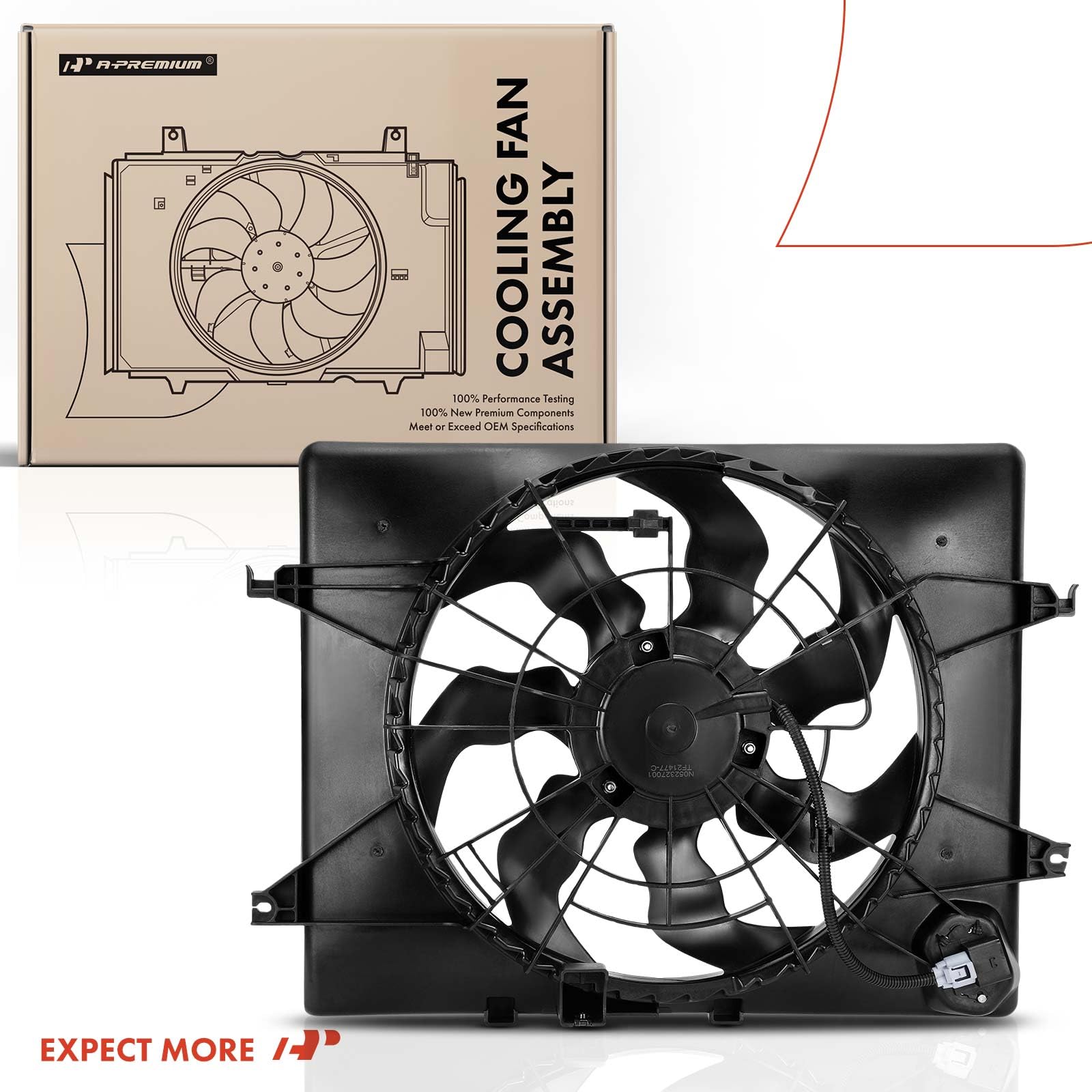 Premium Engine Radiator Cooling Fan Assembly for Hyundai Sonata 2011-2013 2.4L & Kia Optima 2012-2013 2.4L - High Performance Replacement Part for Improved Engine Cooling in Hot Weather & Heavy Traffic Conditions