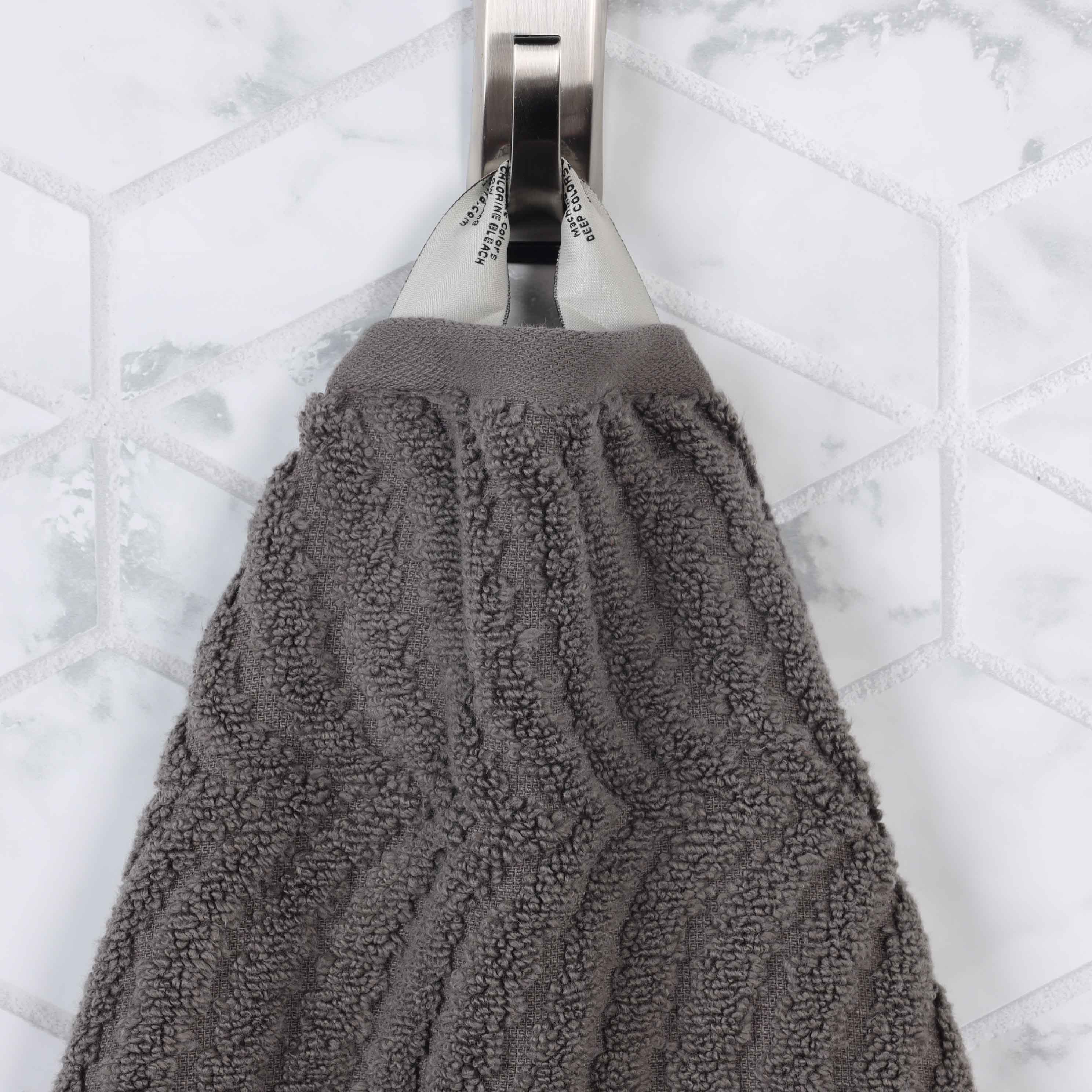 Premium 100% Zero Twist Cotton Hand Towels - Set of 6 | Soft & Absorbent Solid & Jacquard Chevron Design | Perfect for Bathroom, Kitchen & Guest Use