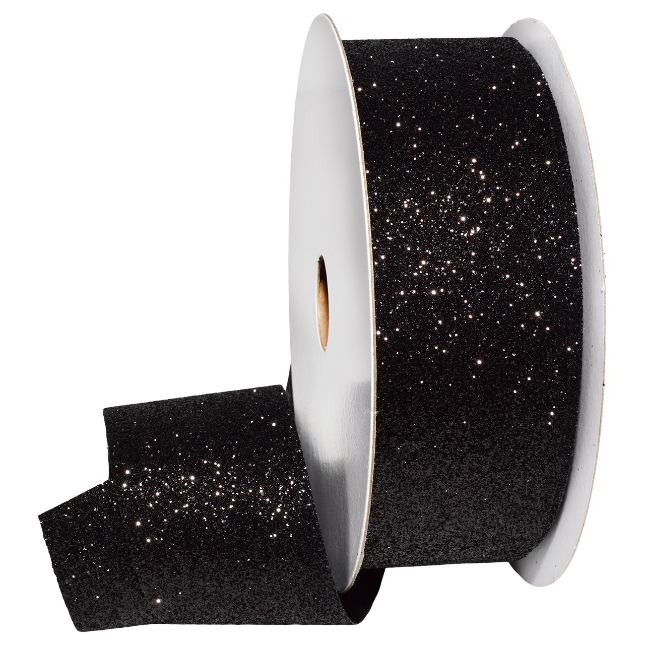 Morex 1.5 Inch x 10 Yard Black Glitter Ribbon for Gift Wrapping, Hair Bows, DIY Crafts and Party Decorations