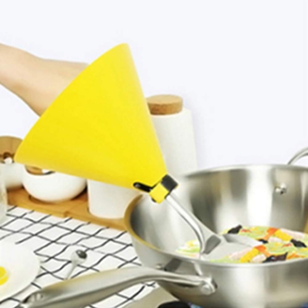 High Heat Resistant Oil Splash Guard Shovel - Non-Stick Cooking Spatula Cover for Frying Pan - Yellow Kitchen Utensil Accessories for Safer Cooking & Baking
