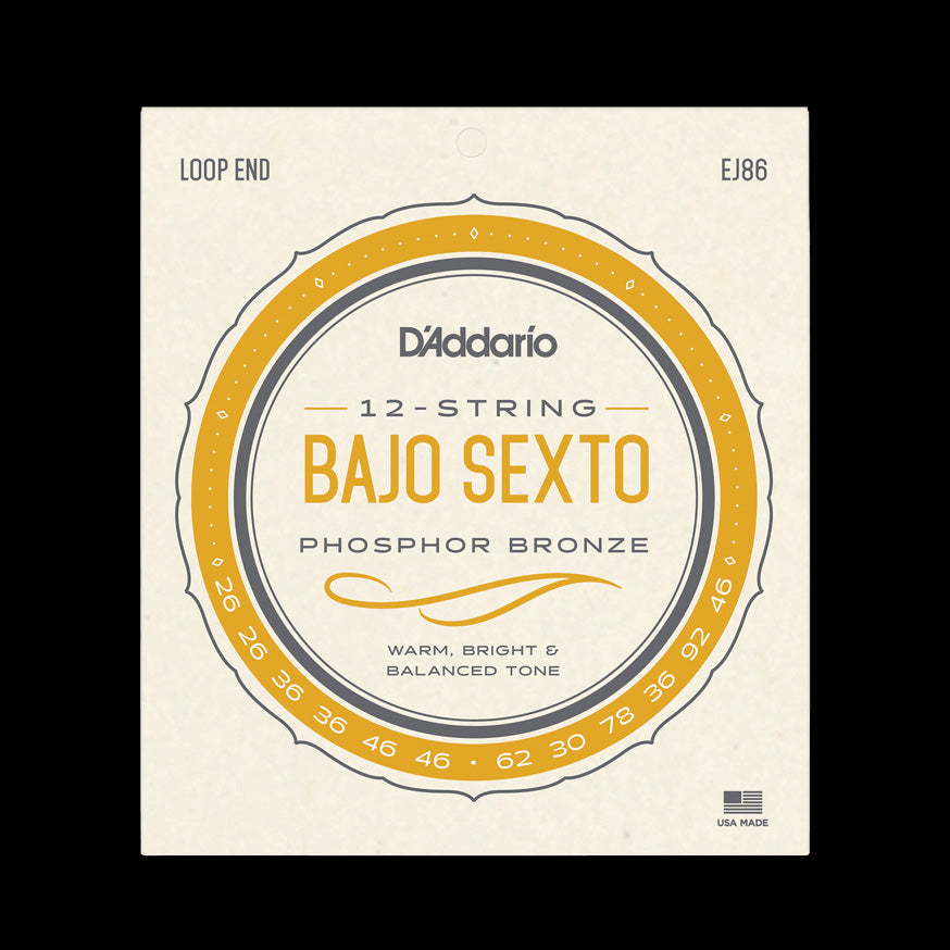 D'Addario EJ86 Bajo Sexto Strings - Phosphor Bronze Wound for Authentic Mexican Sound | Perfect for Mariachi, Norteño & Traditional Mexican Music Performances