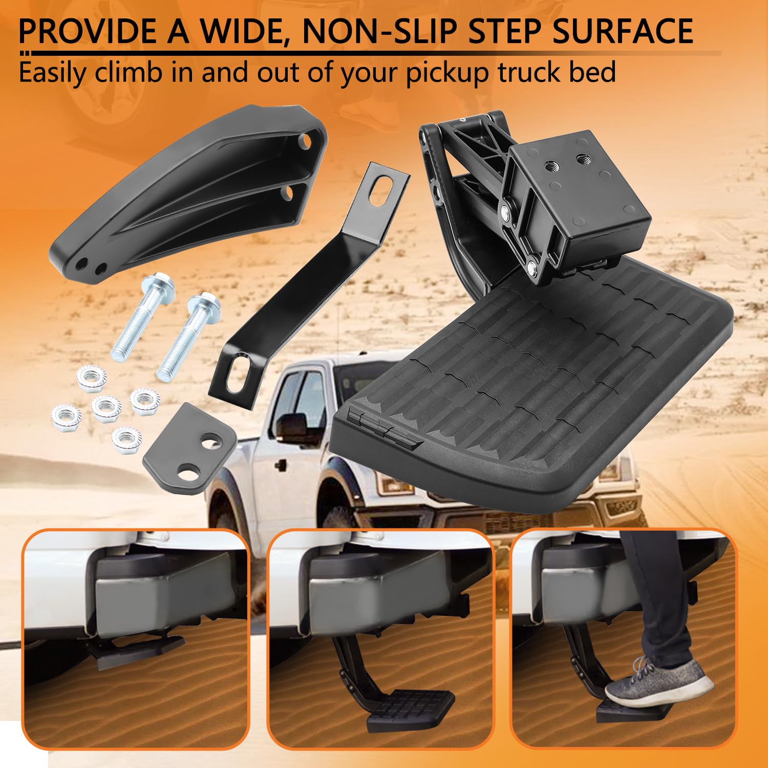Retractable Bed Step for Toyota Tundra 2014-2021 | Folding Rear Bumper Tailgate Step Replacement | PT392-34140 & 75316-01A | Easy Truck Bed Access for Camping, Hunting & Work